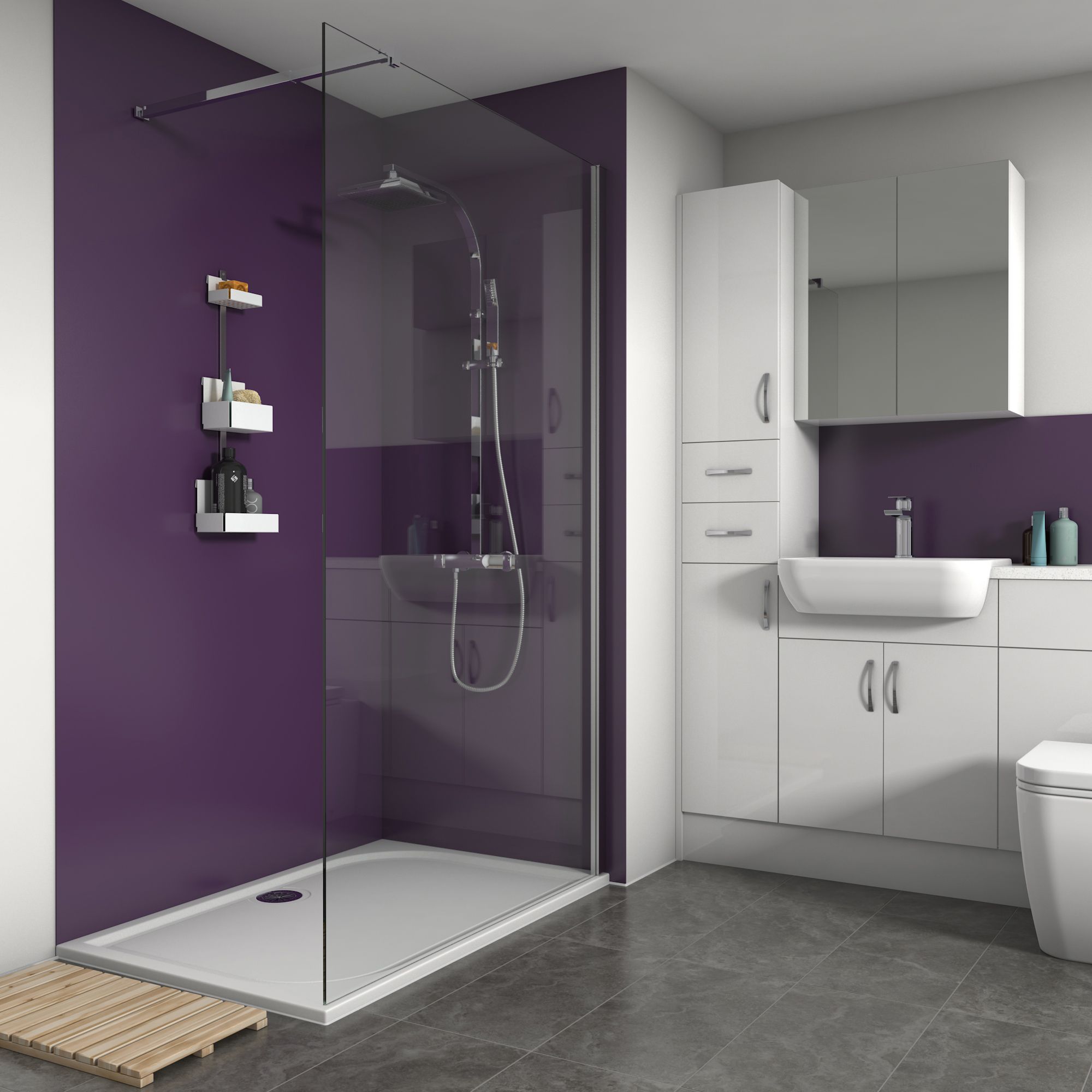 Splashwall 2 panel Acrylic Panel kit (L)2420mm (W)1200mm - Violet