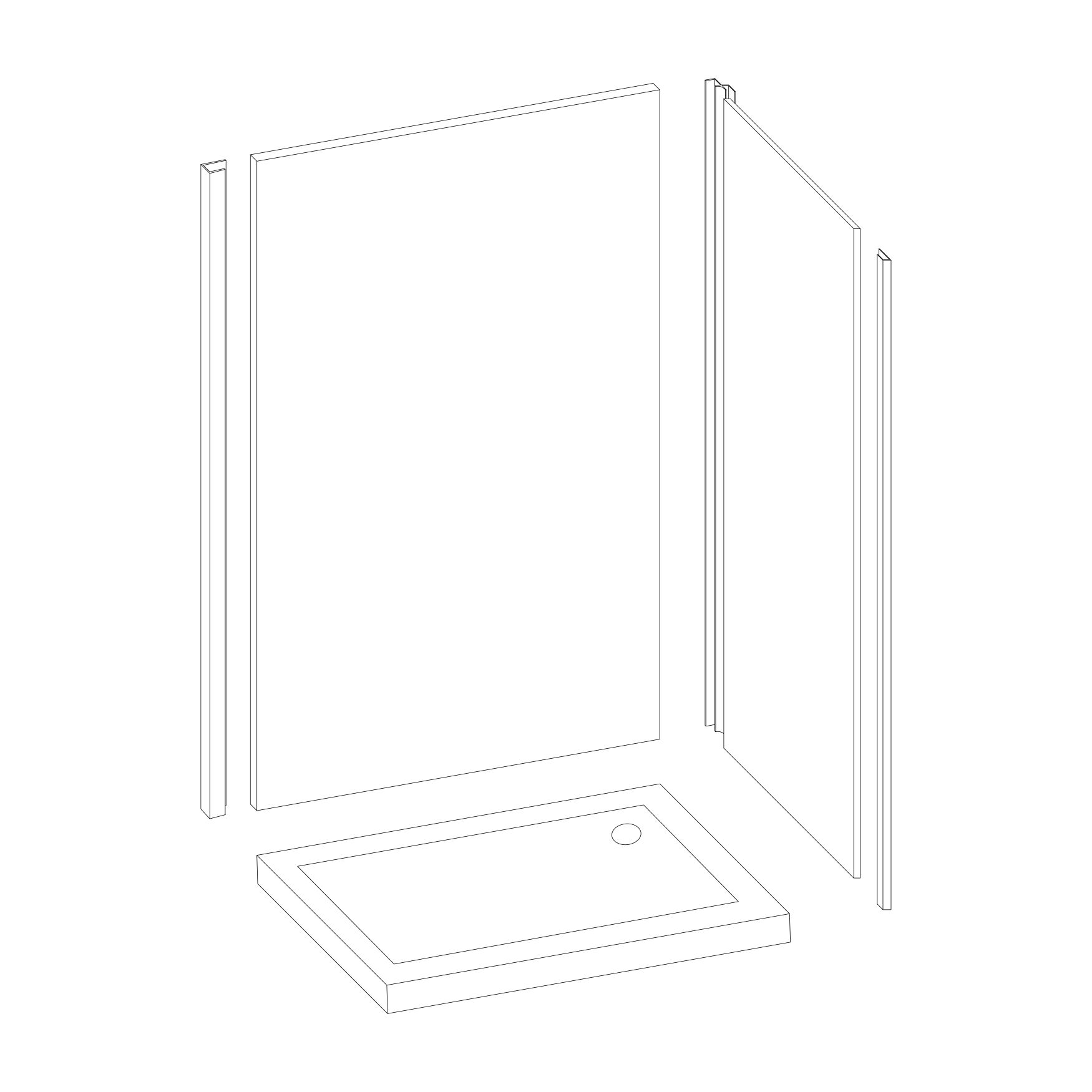 Splashwall 2 panel Composite Panel kit (L)1200mm (W)2420mm - Grey Tile effect