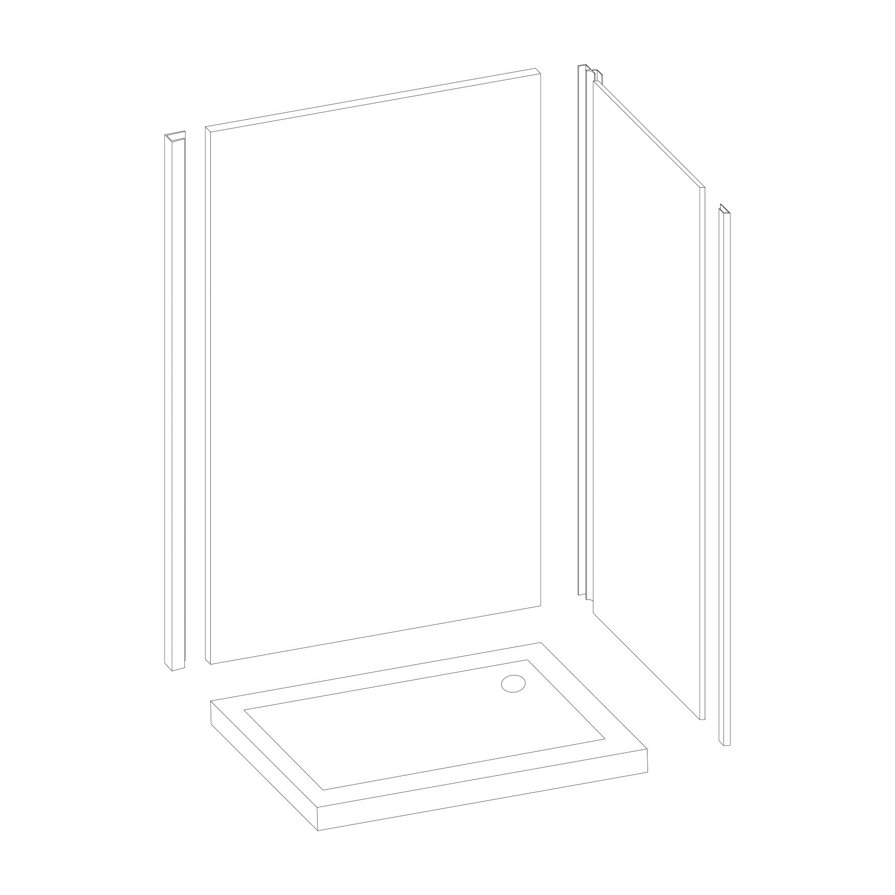 Splashwall 2 panel Composite Wall panel kit (L)2420mm (W)1200mm - White Tile effect