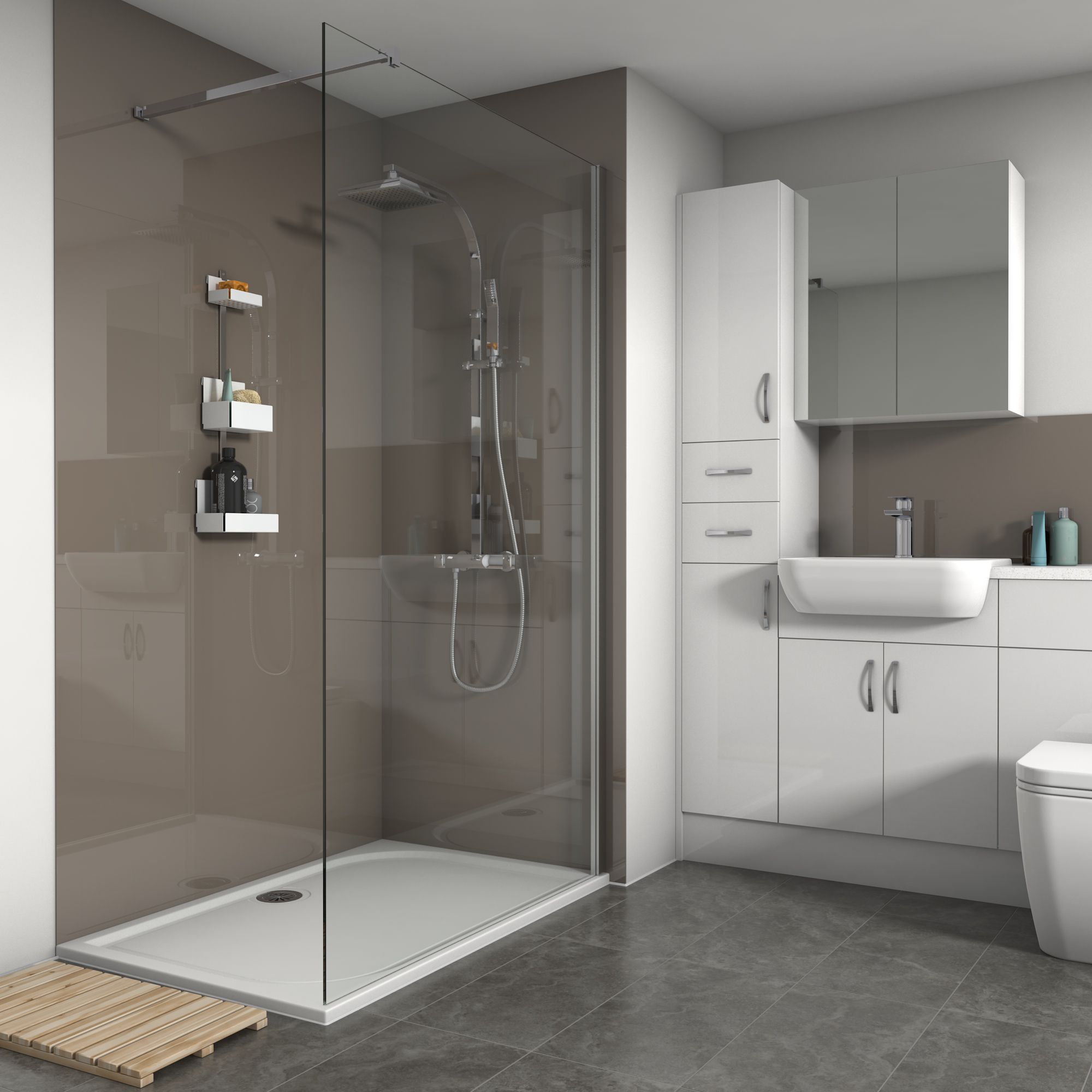 Splashwall 3 panel Acrylic Panel kit (L)2420mm (W)1200mm - Hessian