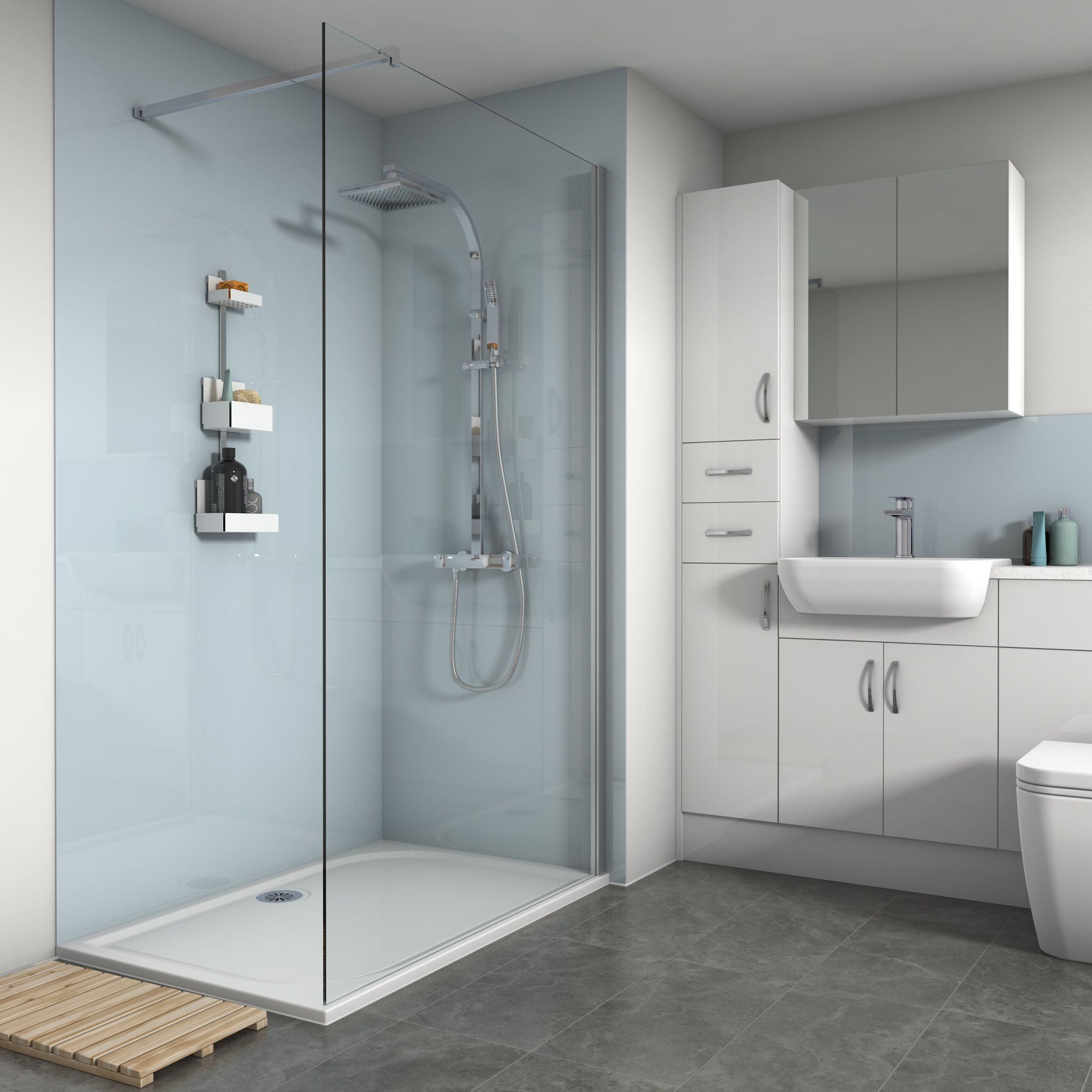 Splashwall Acrylic Panel (H)2420mm (W)1200mm - Gloss Pale blue Price Comparisons | Compare The Build