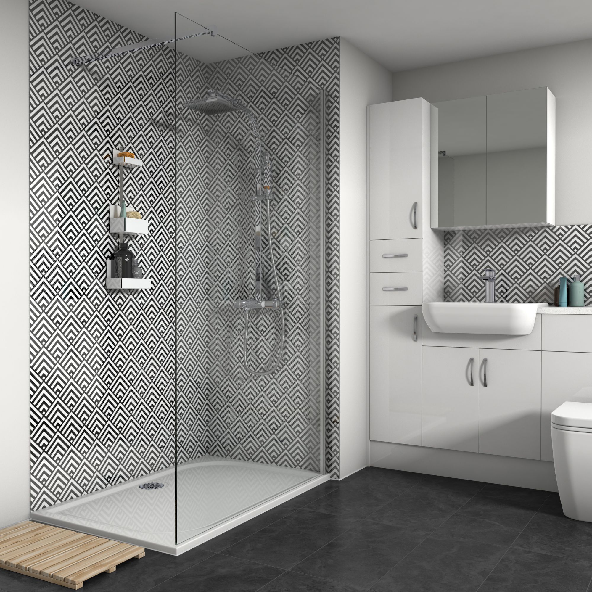 Splashwall Acrylic Panel (W)1200mm - Gloss Pyramid