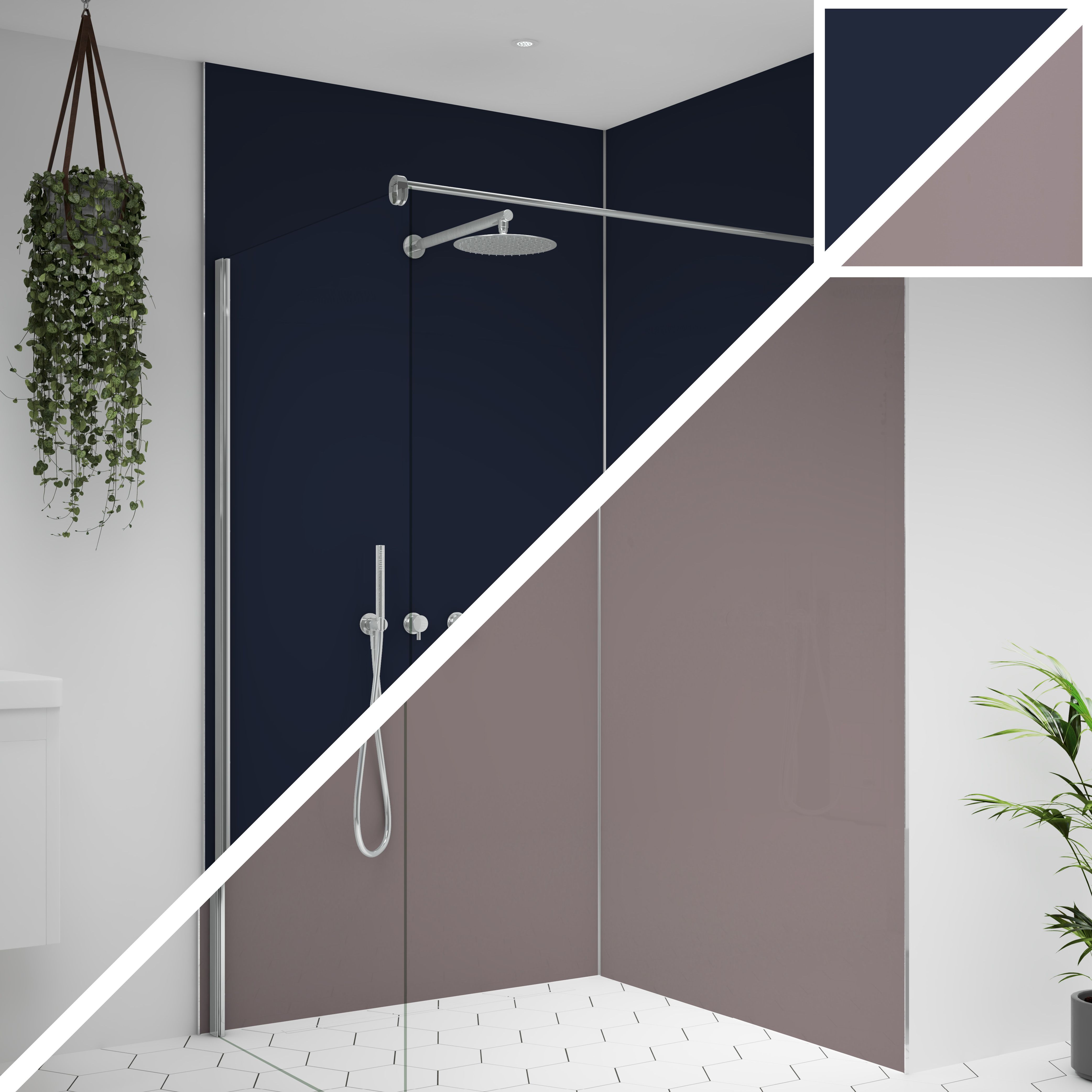Splashwall Alloy 2 panel Double-sided Wall panel kit (L)2440mm (W)1220mm - Deep blue sea & Smoked rose