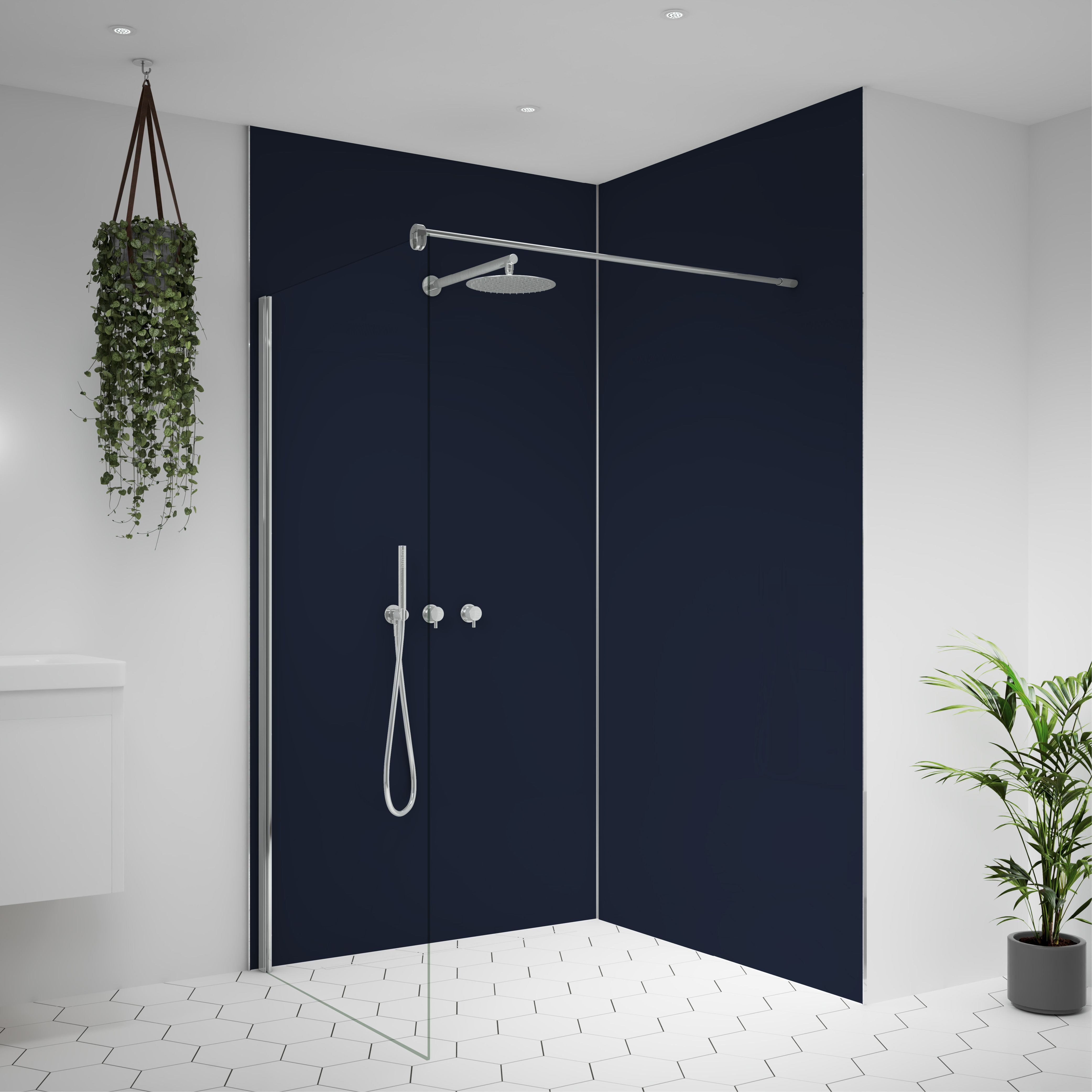 Splashwall Alloy 2 panel Double-sided Wall panel kit (L)2440mm (W)1220mm - Deep blue sea & Smoked rose