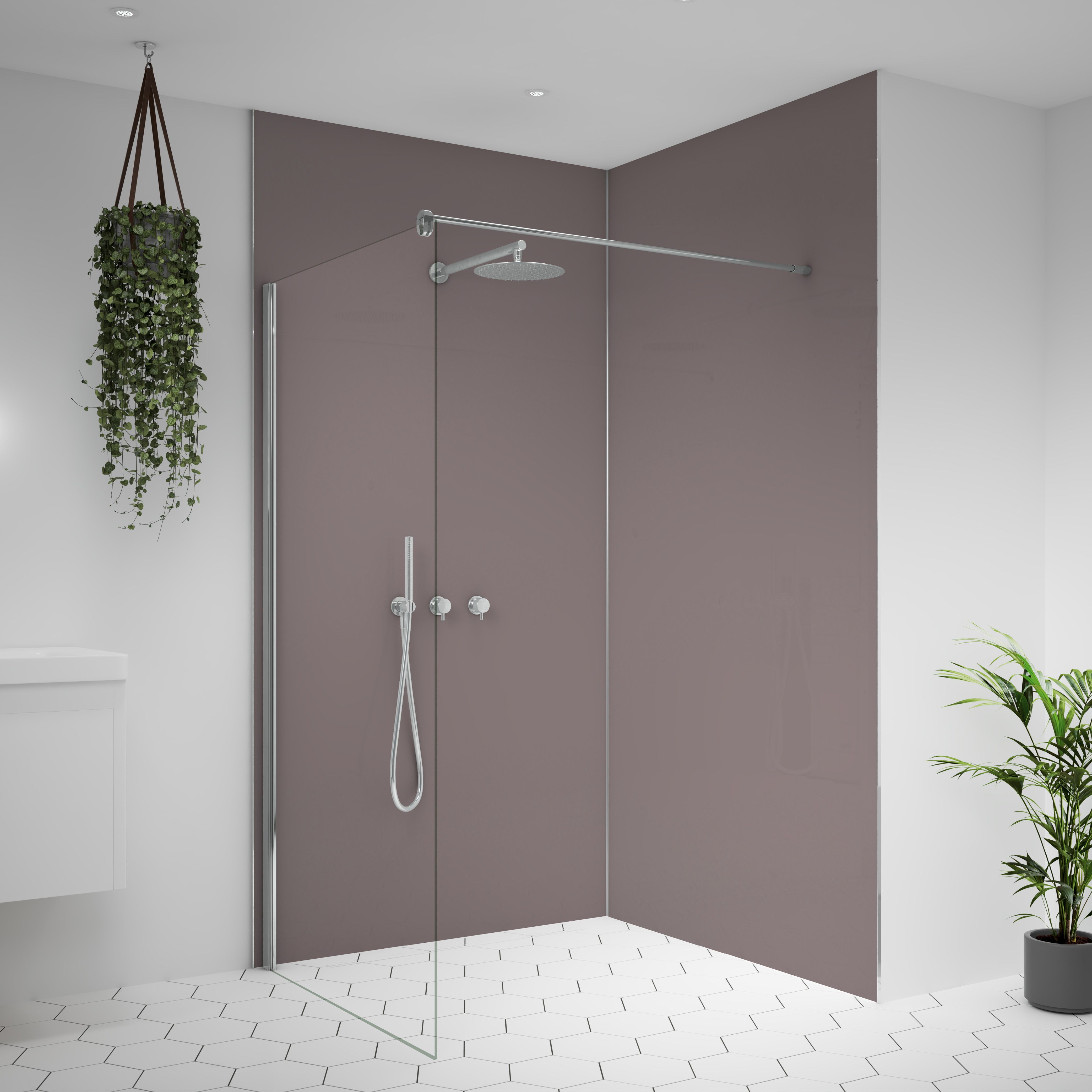 Splashwall Alloy 2 panel Double-sided Wall panel kit (L)2440mm (W)1220mm - Deep blue sea & Smoked rose