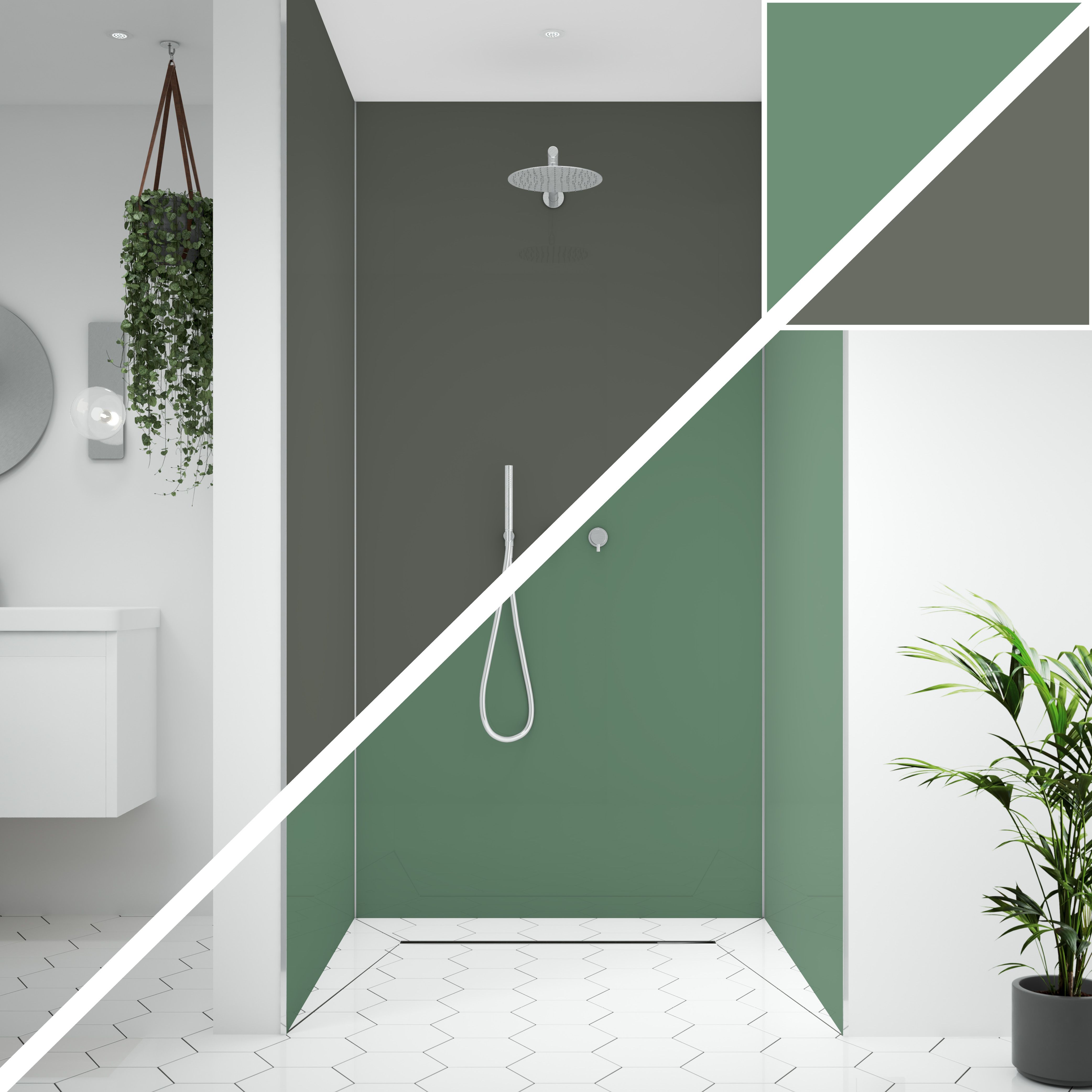 Splashwall Alloy 3 panel Double-sided Wall panel kit (L)2440mm (W ...