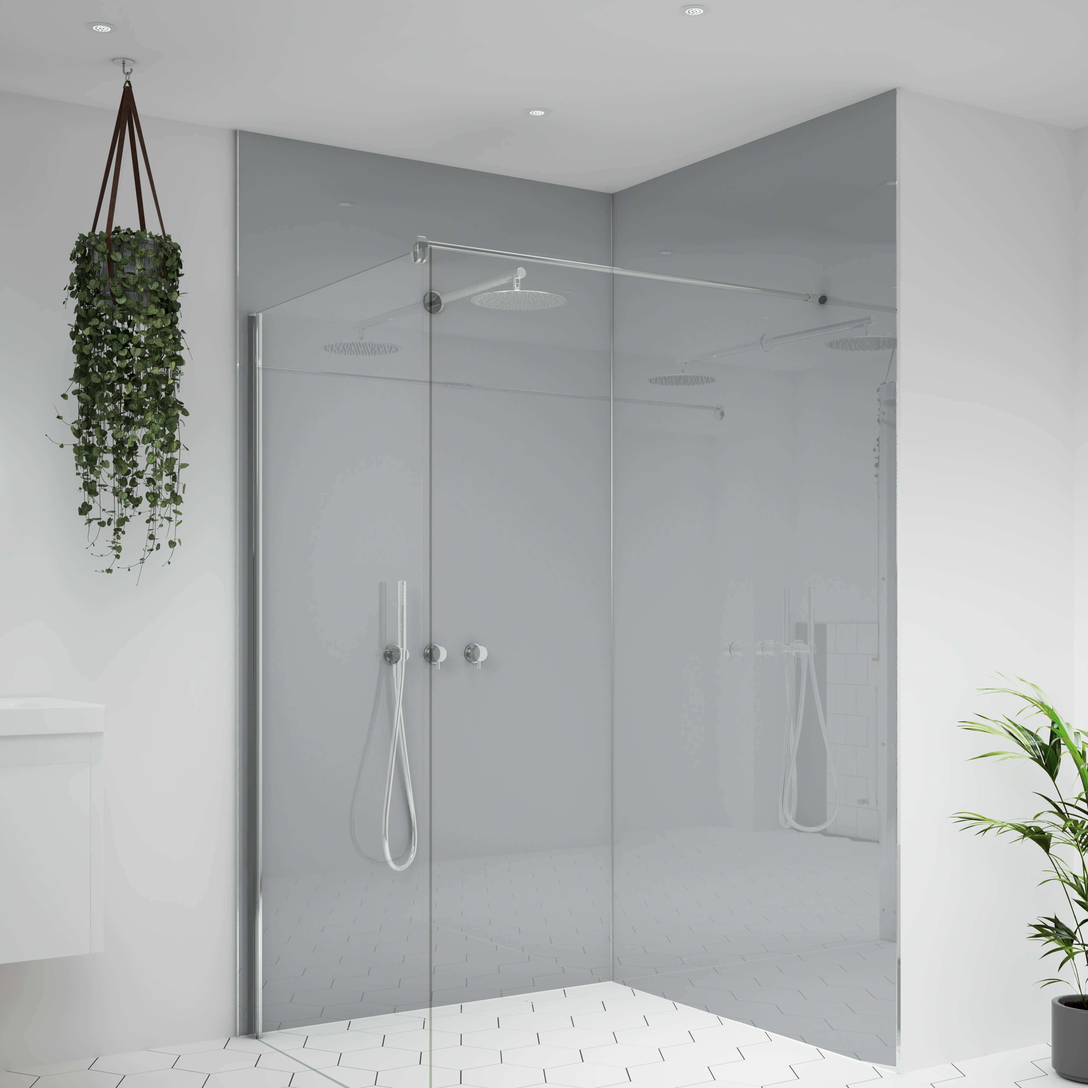 Splashwall Alloy Gloss Starry night blue & urban grey Aluminium Bathroom & wet room Decorative panel (H)2400mm (W)1200mm