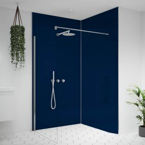 Splashwall Alloy Gloss Starry night blue & urban grey Aluminium Bathroom & wet room Decorative panel (H)2400mm (W)900mm