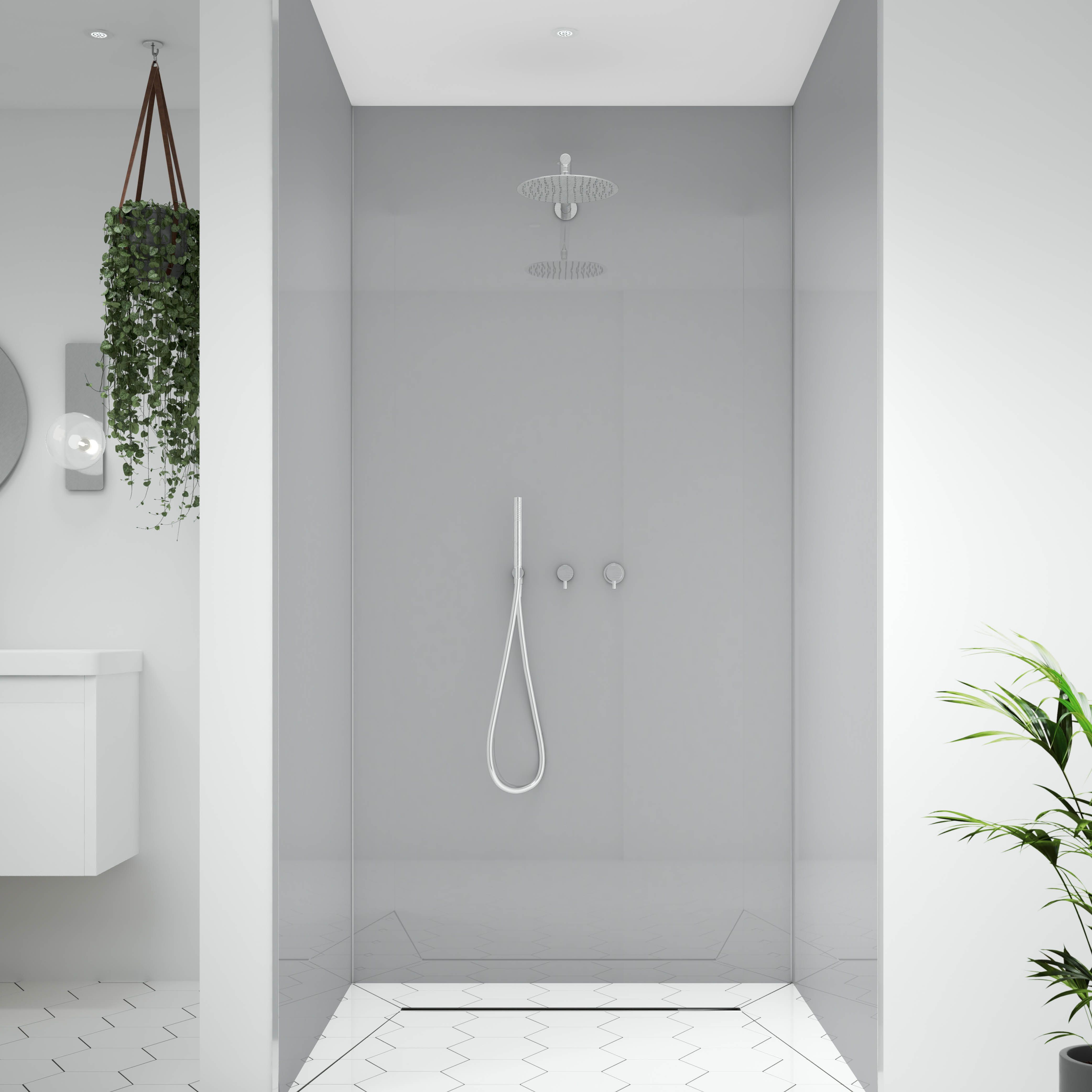 Splashwall Alloy Gloss Starry night blue & urban grey Double-sided Aluminium Bathroom & wet room Decorative panel (H)2400mm (W)1200mm - 5