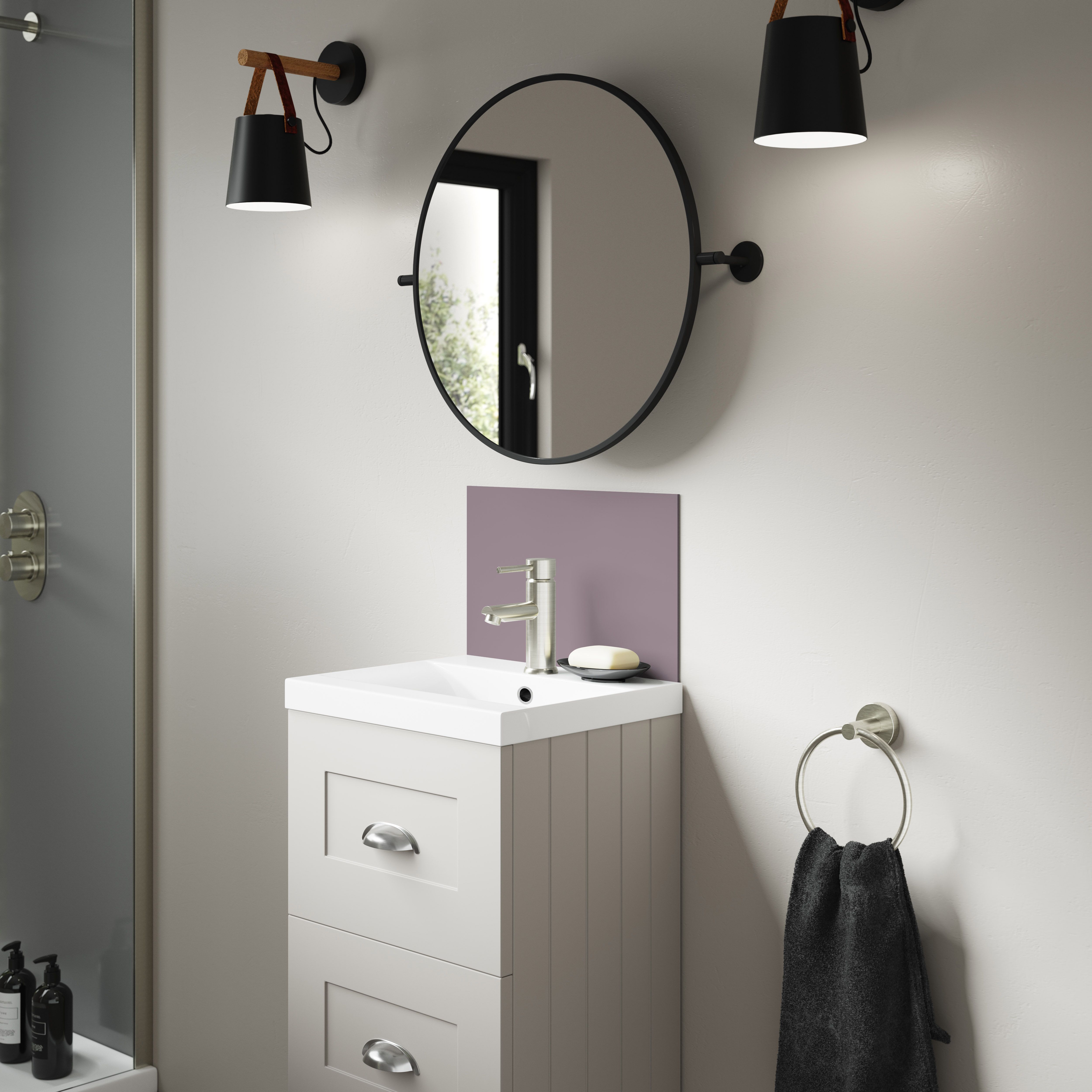 Splashwall Alloy Matt Deep sea blue & smoked rose Aluminium Double-sided Bathroom Splashback (H)25cm (W)40cm