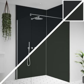 Splashwall Alloy Matt Midnight grey & hadrian green Double-sided Aluminium Bathroom & wet room Decorative panel (H)2400mm (W)600mm