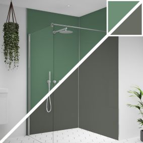 Splashwall Alloy Matt Sea foam green & battleship grey Double-sided Aluminium Bathroom & wet room Decorative panel (H)2400mm (W)600mm