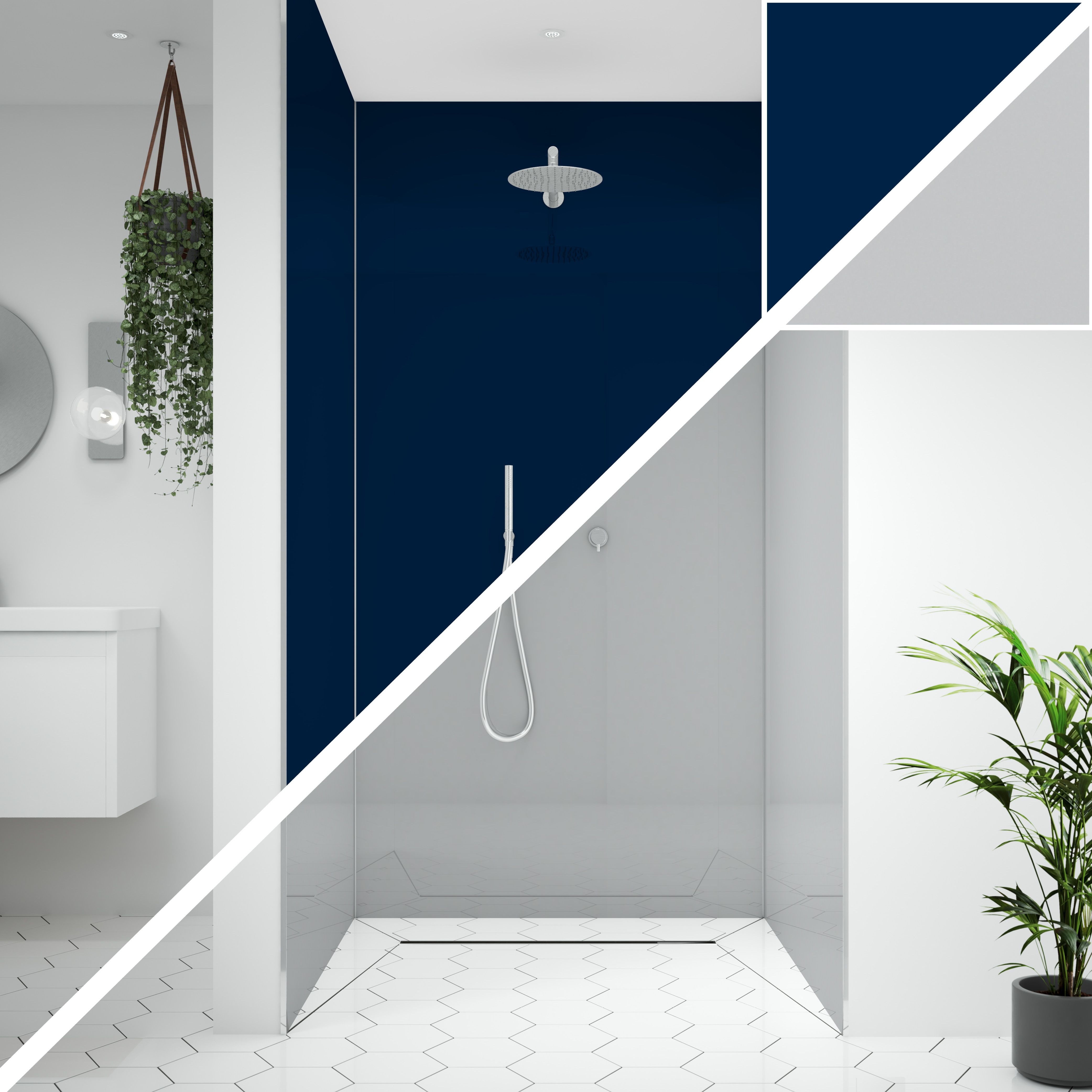 Splashwall Alloy Starry night & Urban grey 3 panel Aluminium Double-sided Bathroom & wet room Decorative panel kit (L)2440mm (W)1220mm