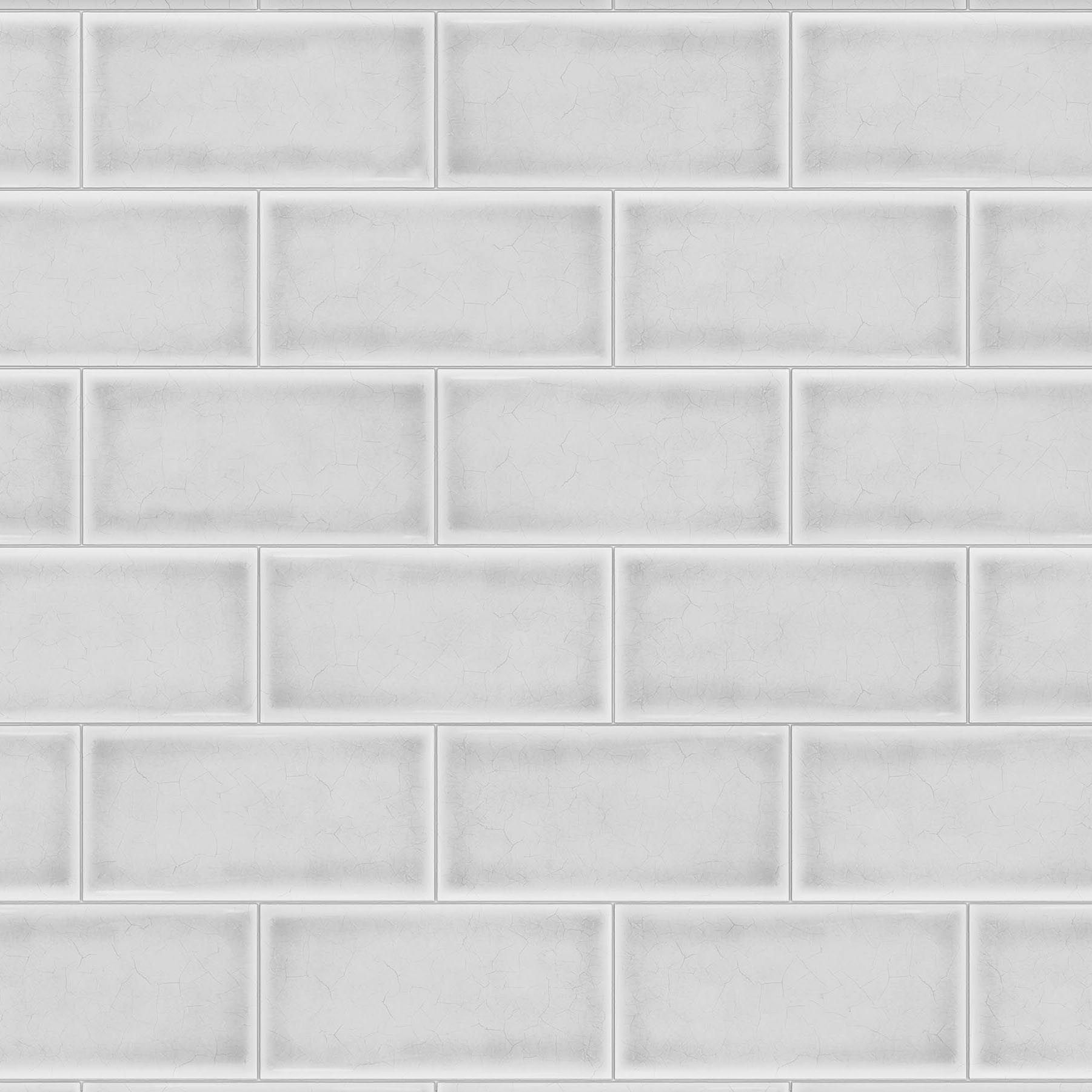 Splashwall Alloy White Cracked tile Aluminium Splashback, (H)600mm (W)2440mm (T)4mm