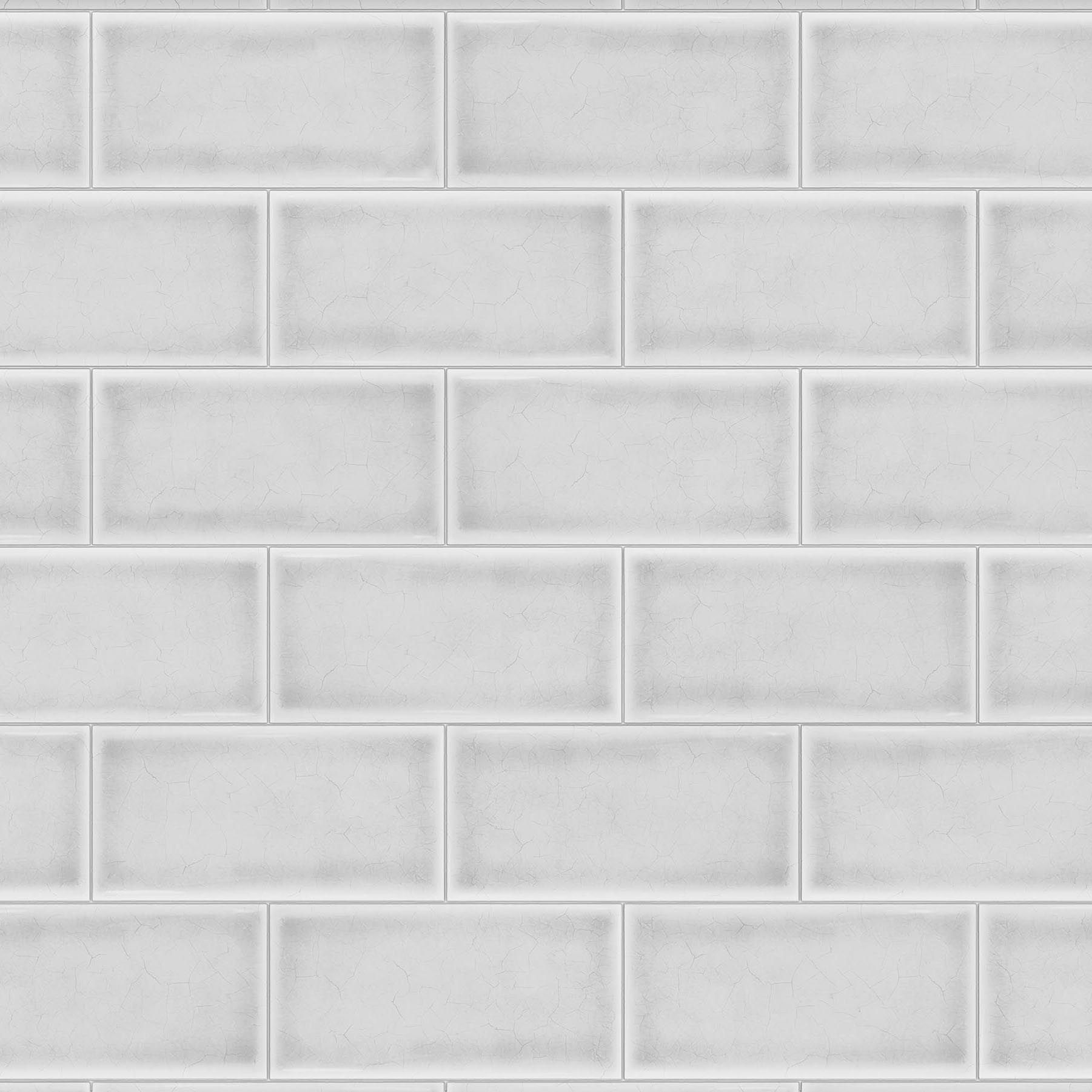 Splashwall Alloy White Cracked tile Aluminium Splashback, (H)750mm (W)2440mm (T)4mm