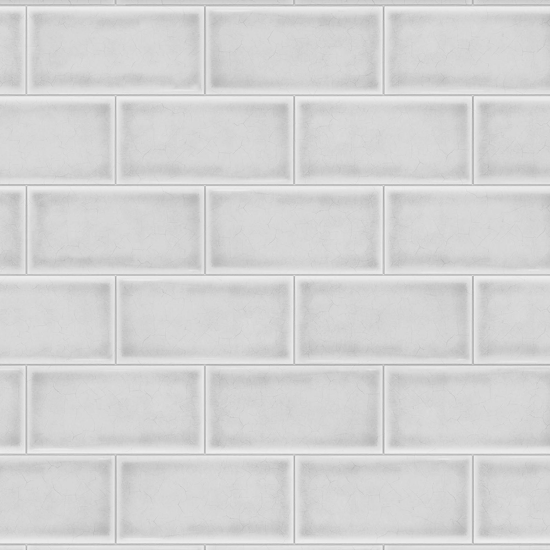 Splashwall Alloy White Cracked tile Aluminium Splashback, (H)800mm (W)600mm (T)4mm