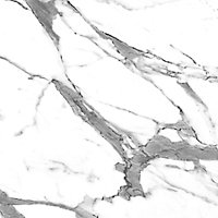Splashwall Alloy White Marble effect Aluminium Splashback, (H)800mm (W)600mm (T)4mm
