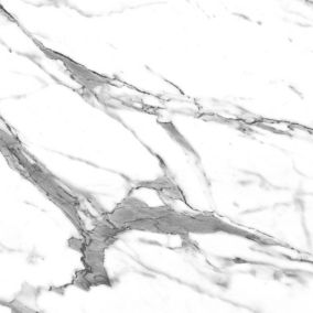 Splashwall Alloy White Marble effect Aluminium Splashback, (H)800mm (W)900mm (T)4mm