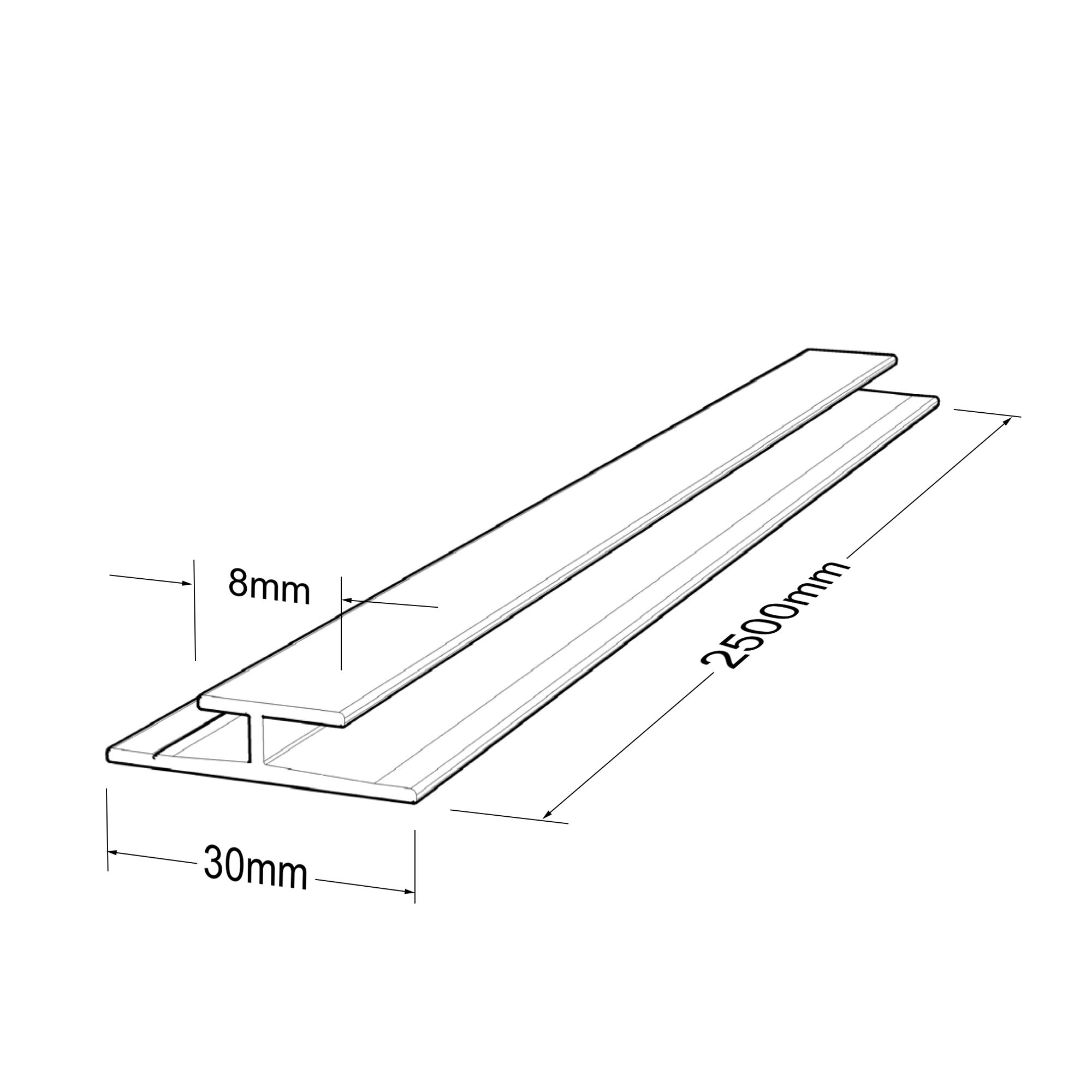 Splashwall Blue mist H-shaped Panel straight joint, (W)400mm (T)3mm