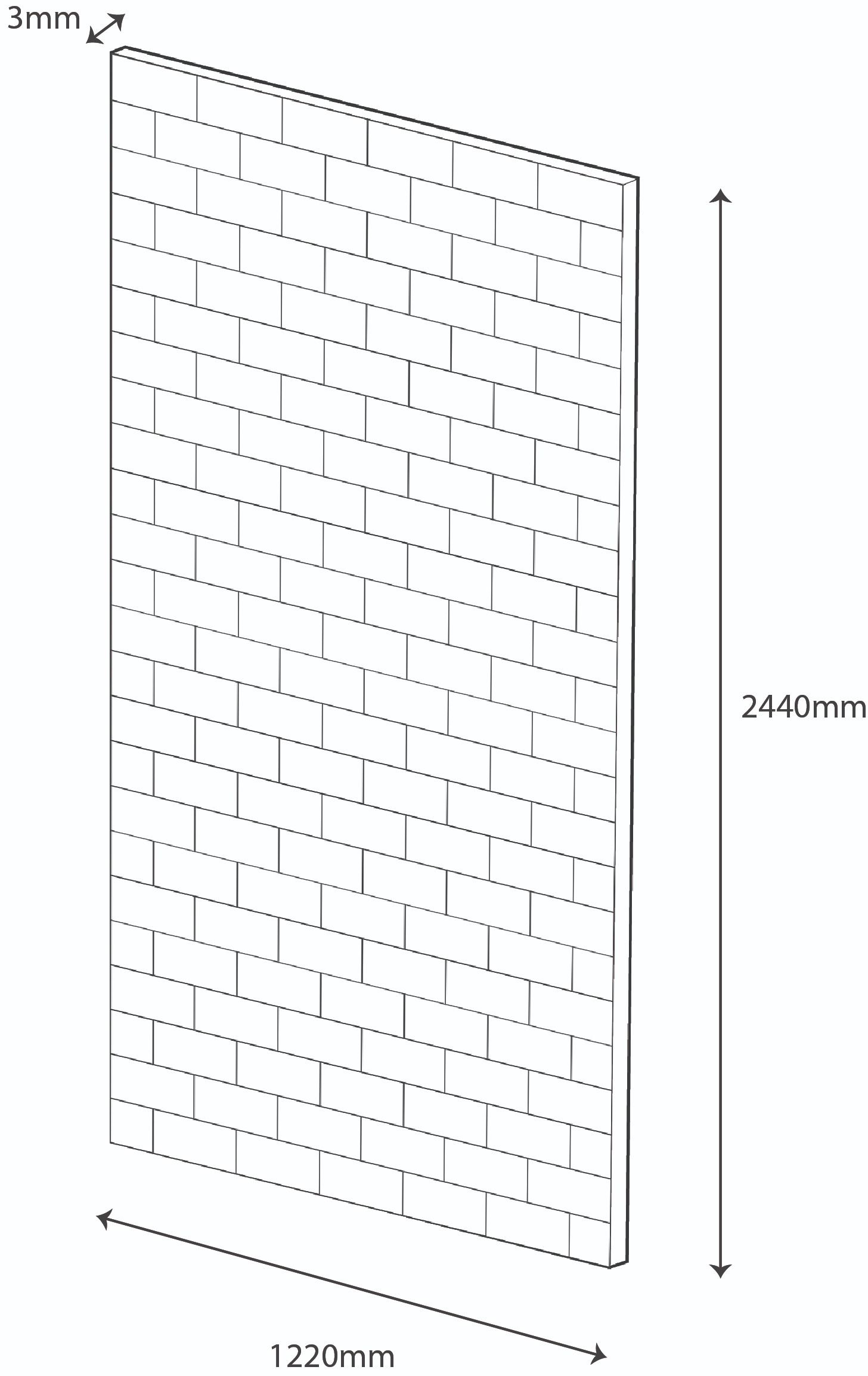 Splashwall Composite Bathroom & wet room Panel (H)2440mm (W)1200mm - Gloss White Vertical Tile effect