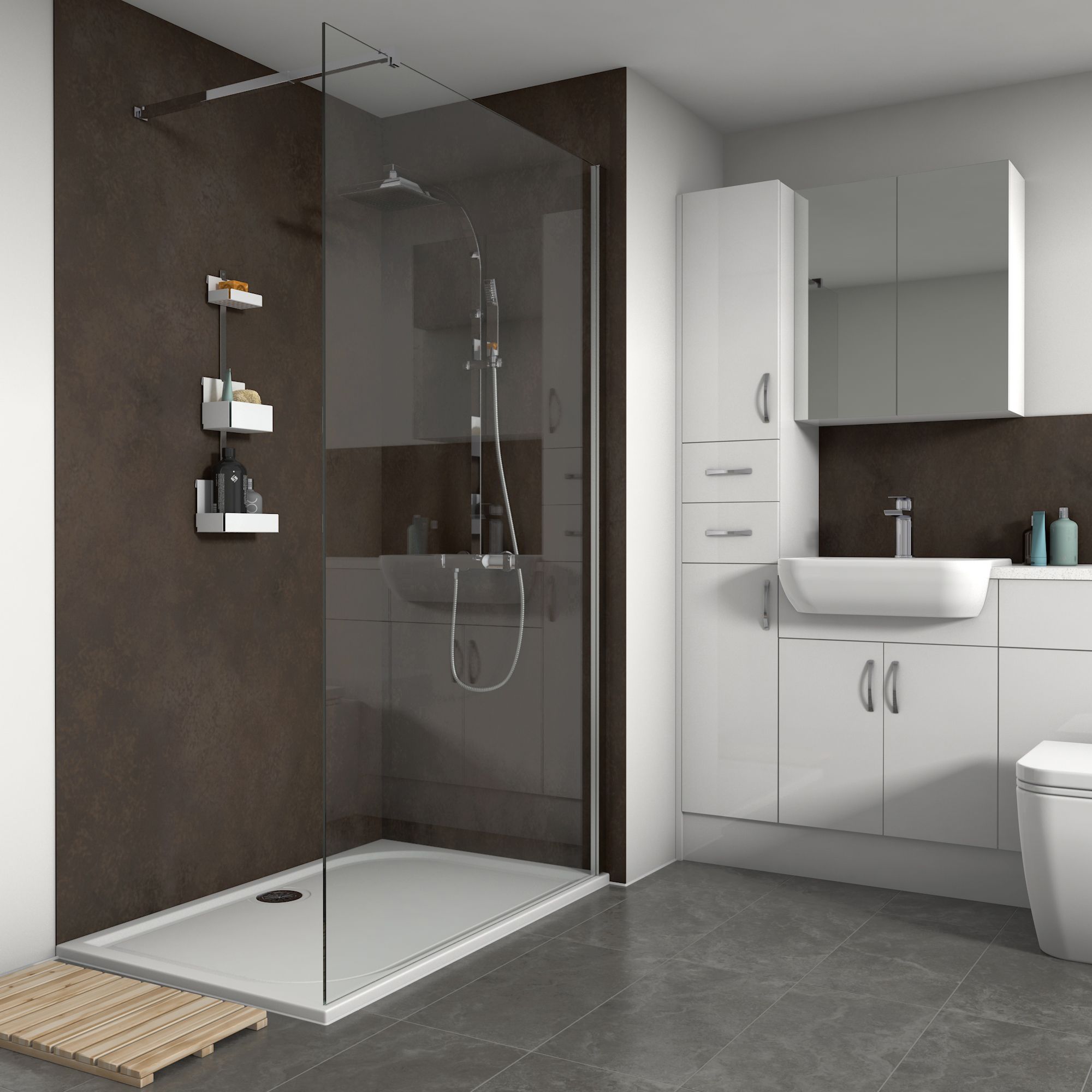 Splashwall Copper oxide 2 sided Shower Panel kit (W)1200mm (T)11mm