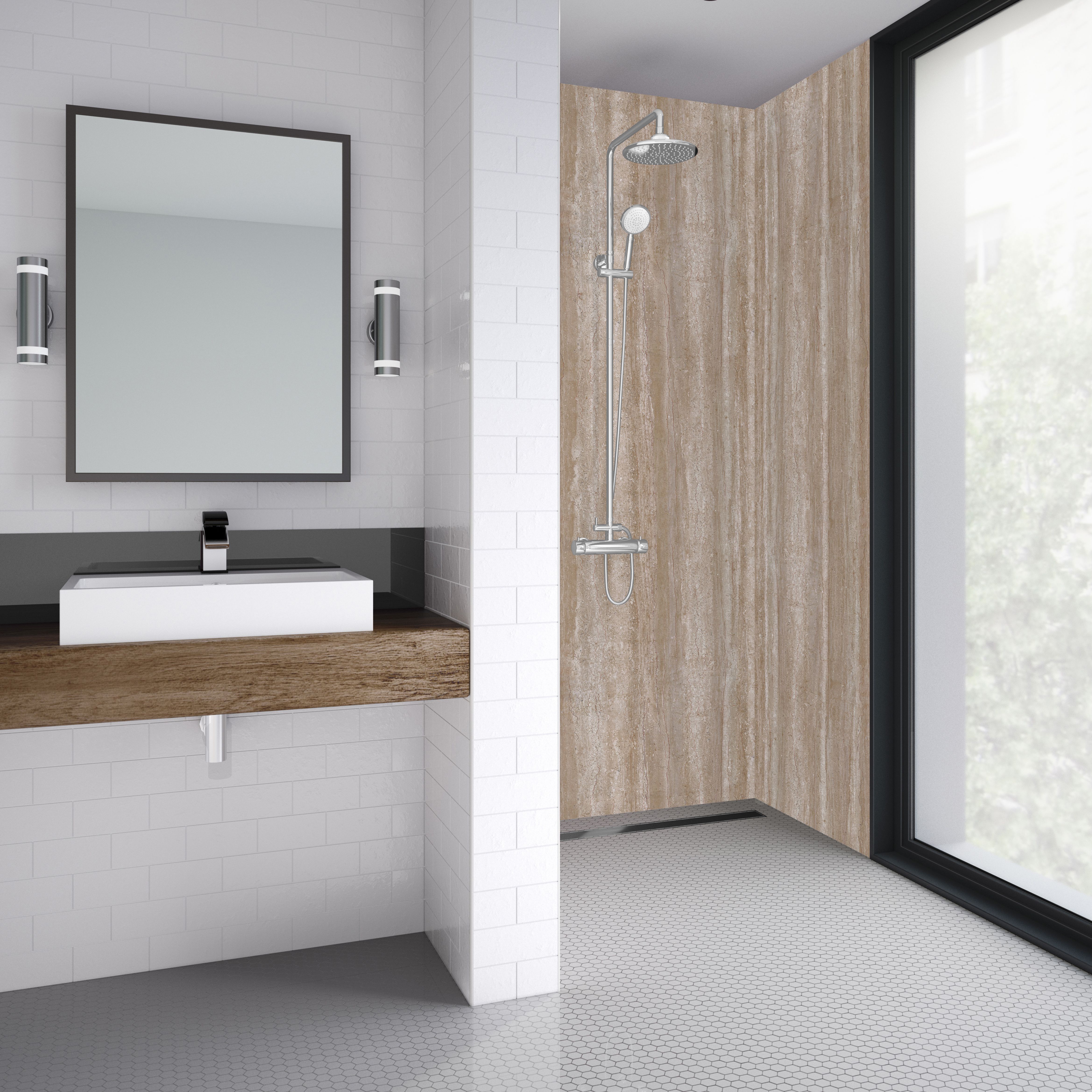 Splashwall Elite 2 panel Composite Wall panel kit (L)2420mm (W)1200mm - Sovana