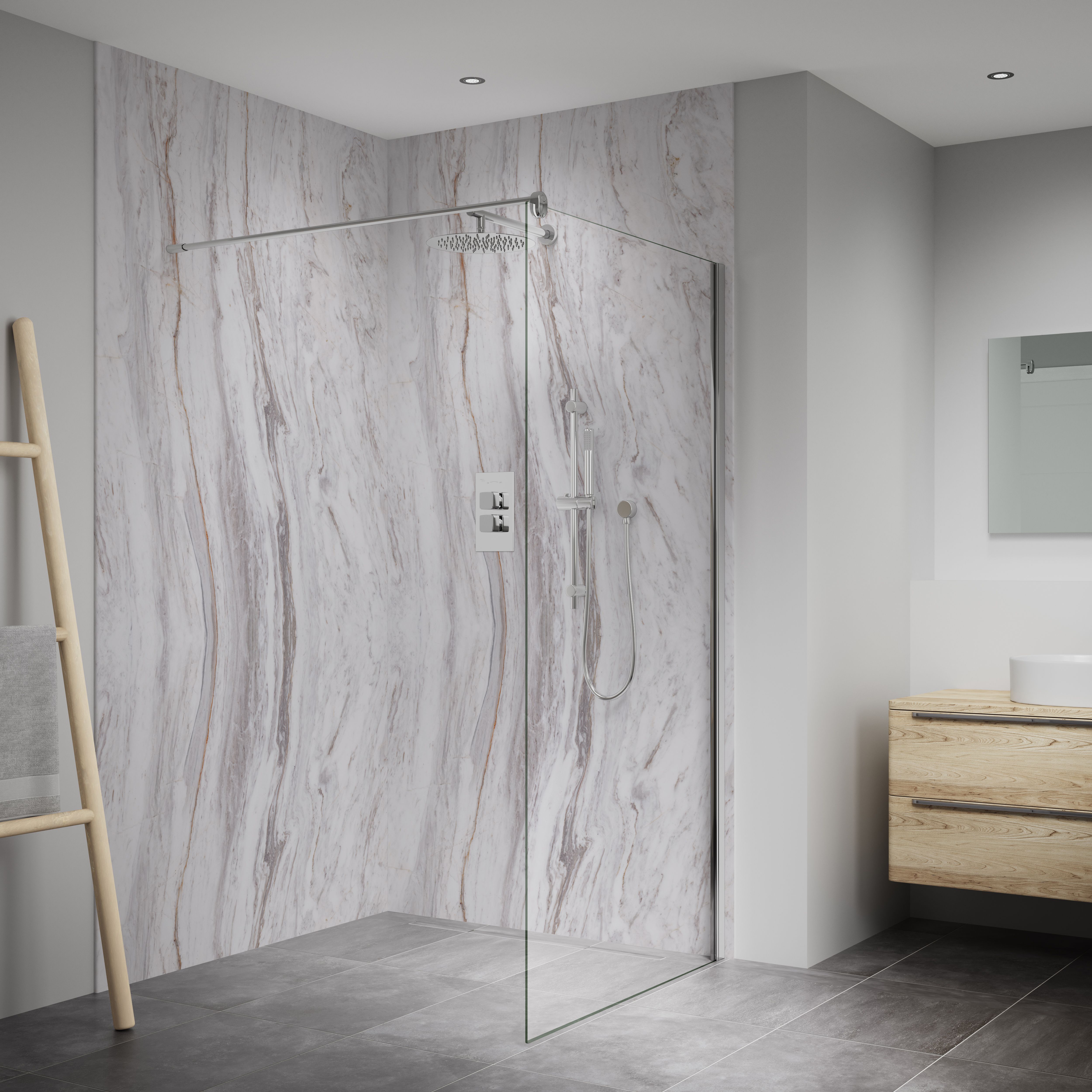 Splashwall Elite 2 panel MPC Wall panel kit (L)2420mm (W)1200mm - Marmo linea