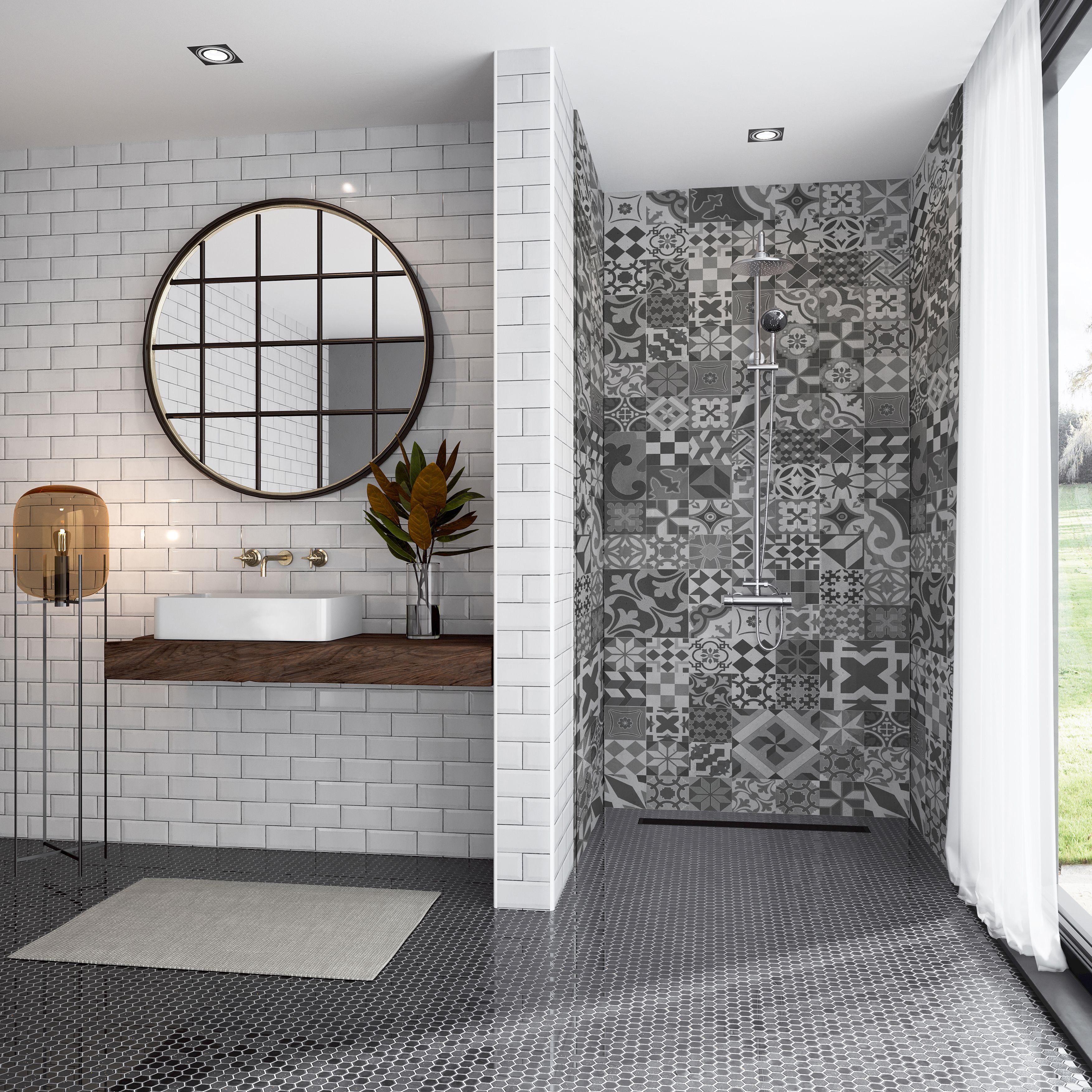 Splashwall Elite 3 panel Composite Wall panel kit (L)2420mm (W)1200mm - Abruzzo