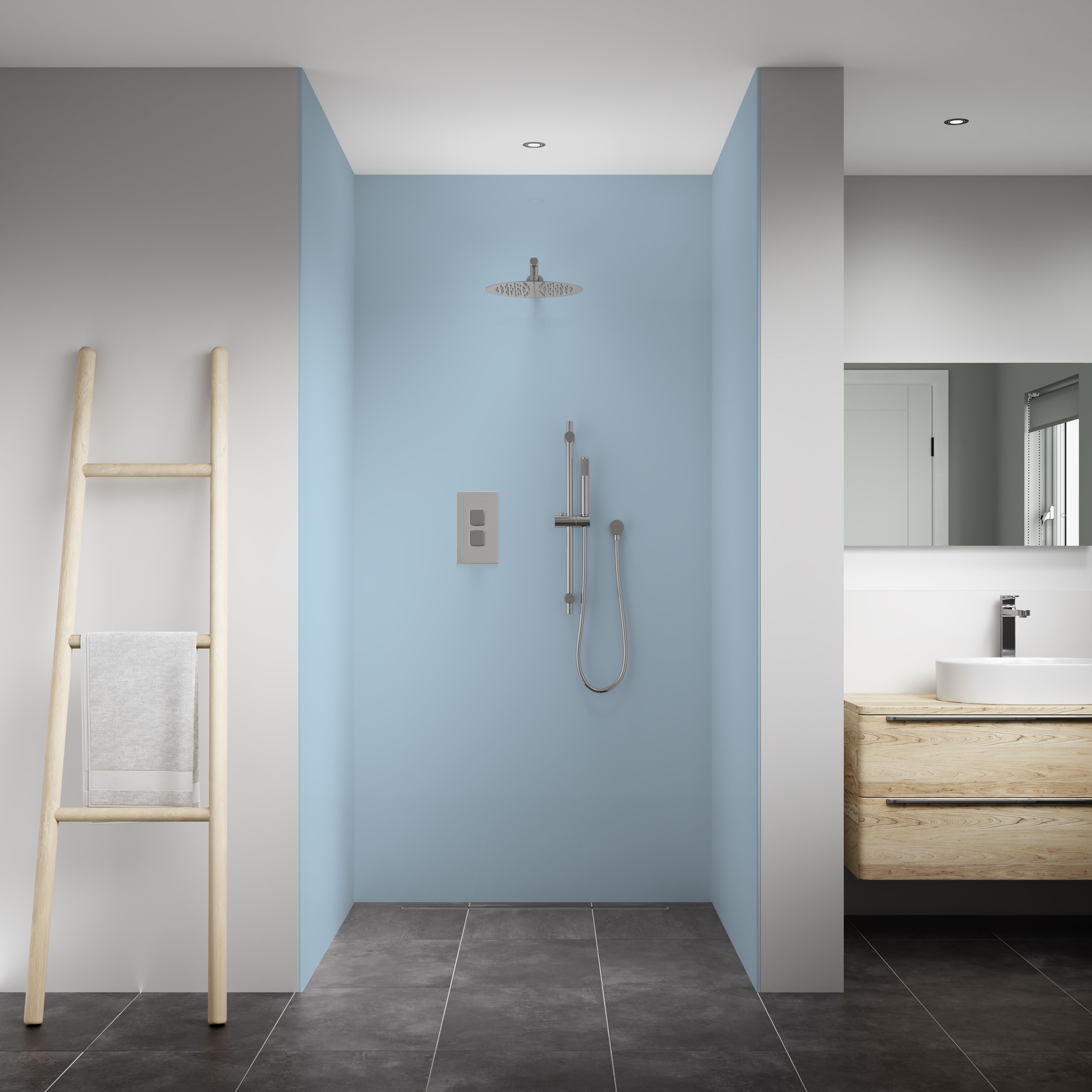 Splashwall Elite 3 panel Composite Wall panel kit (L)2420mm (W)1200mm - Pastel blue