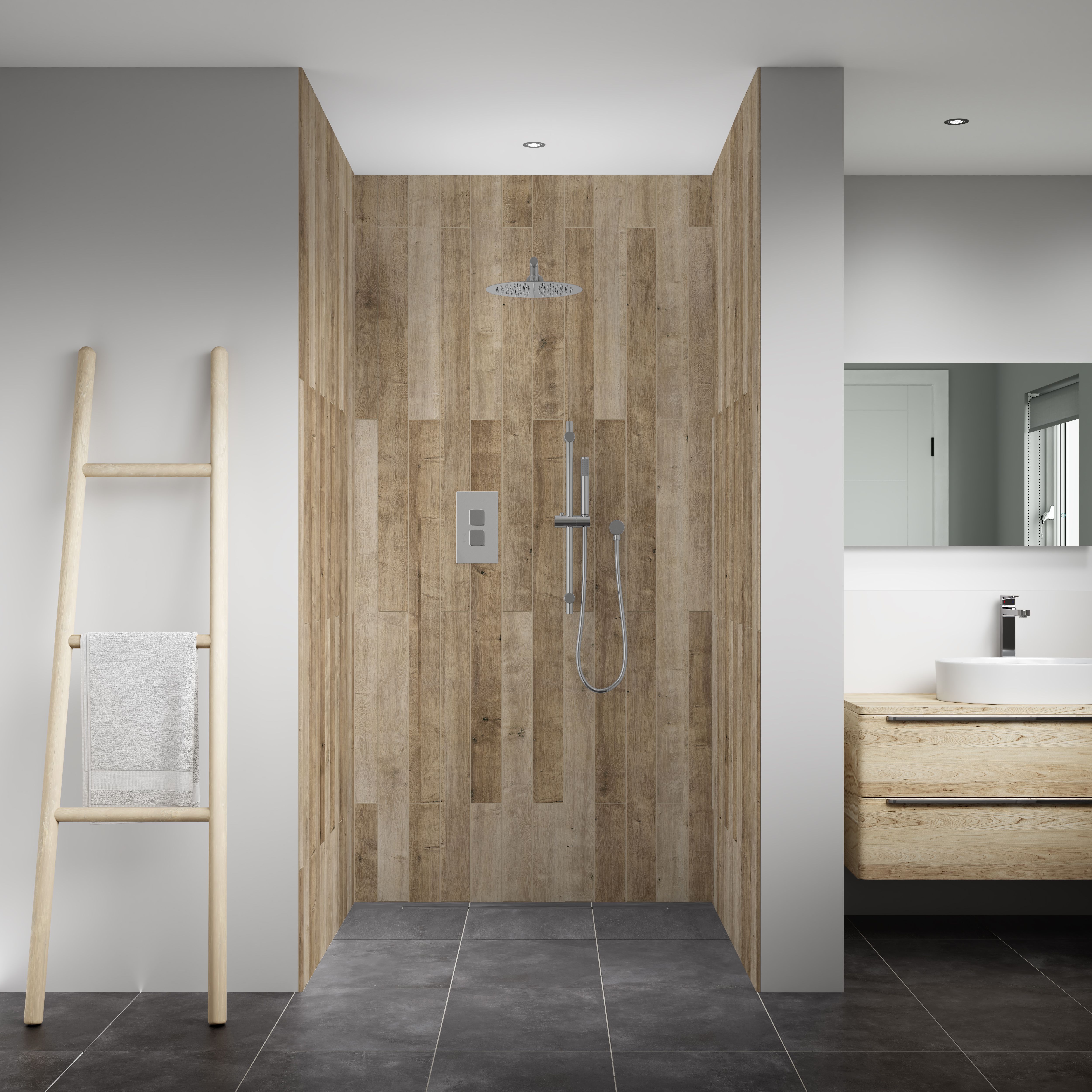Splashwall Elite 3 panel Composite Wall panel kit (L)2420mm (W)1200mm - Salcey brown
