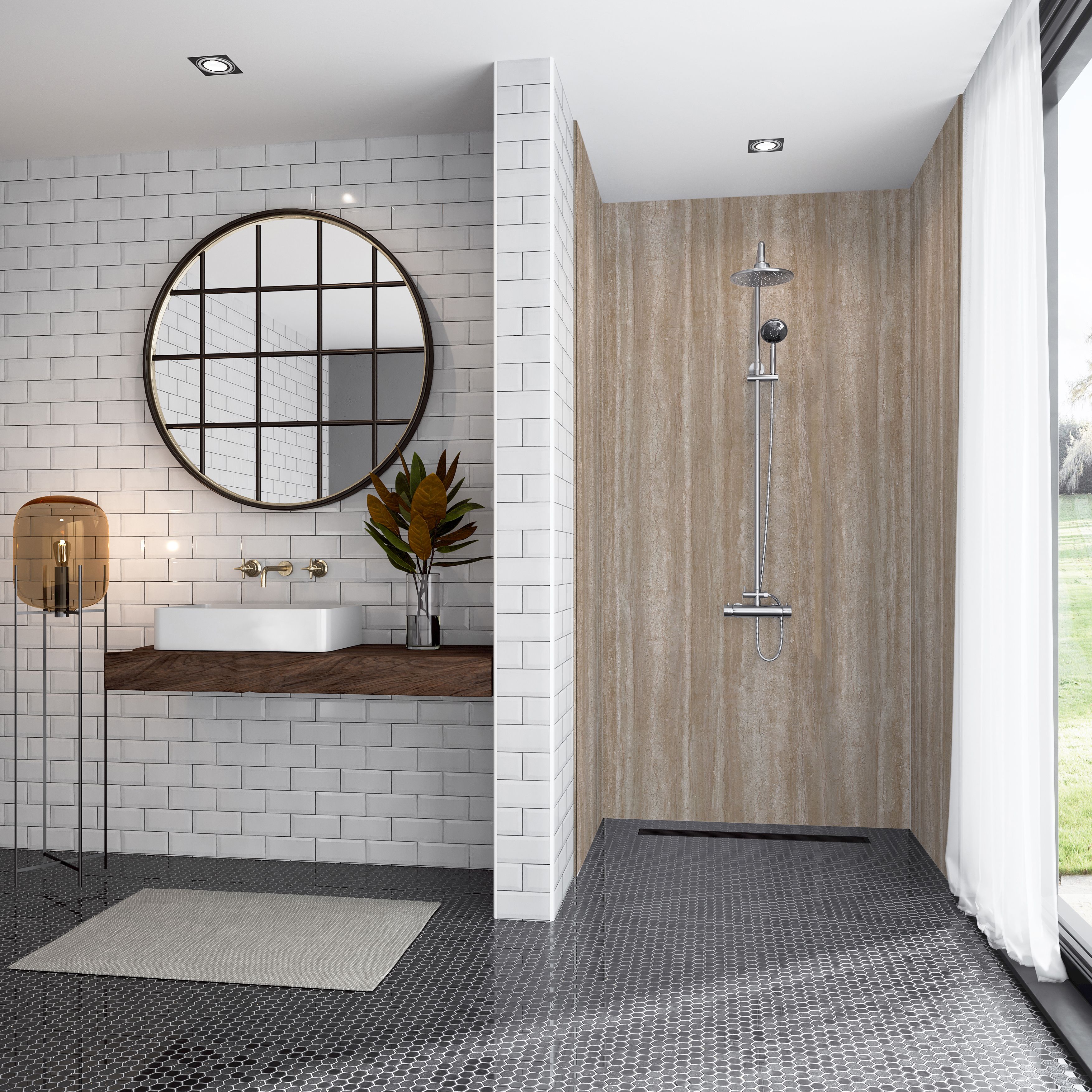 Splashwall Elite 3 panel Composite Wall panel kit (L)2420mm (W)1200mm - Sovana