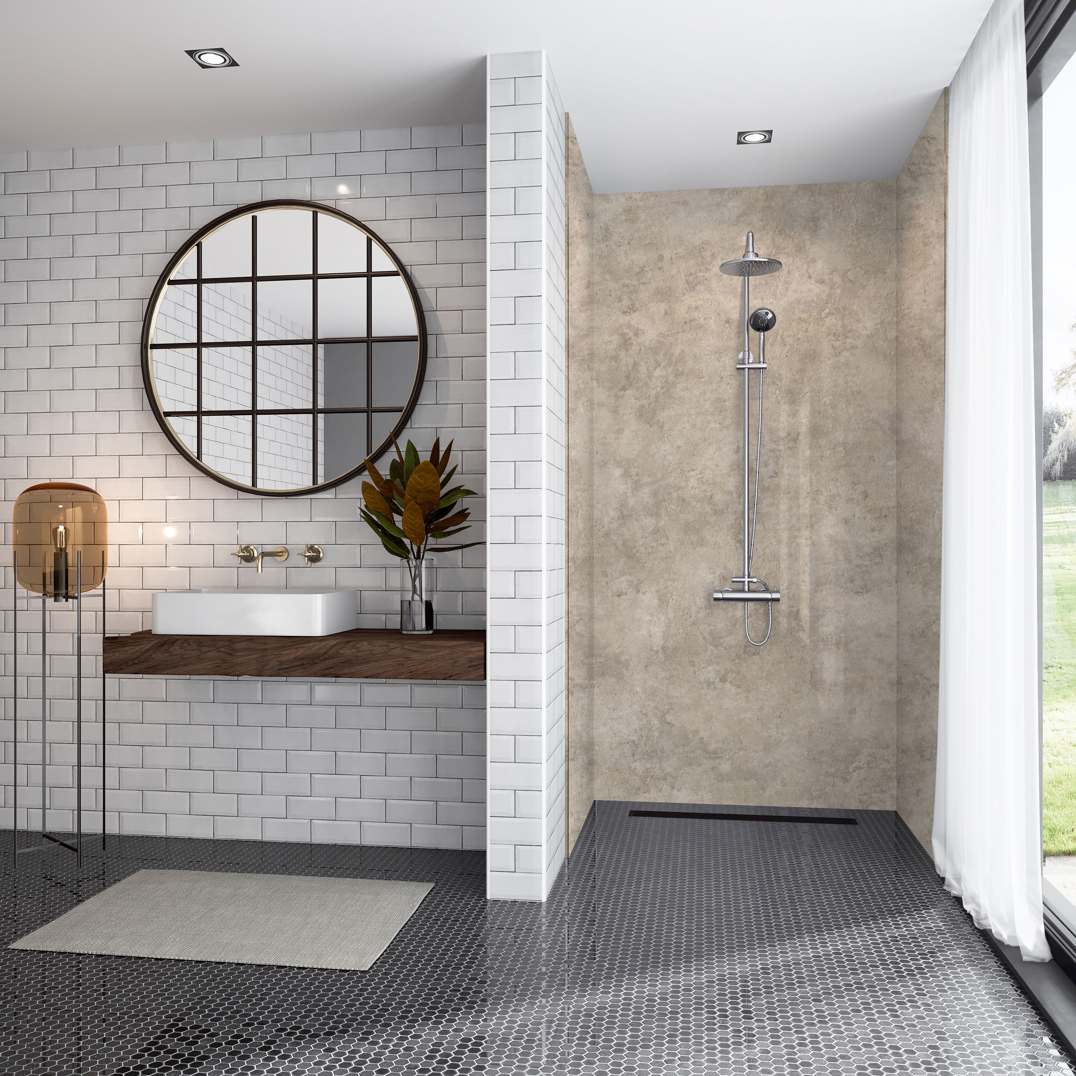 Splashwall Elite 3 panel Composite Wall panel kit (L)2420mm (W)1200mm - Treviso