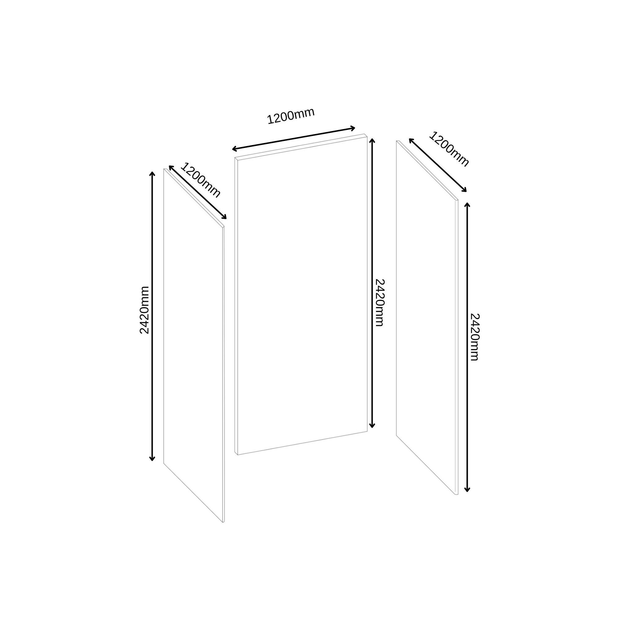 Splashwall Elite 3 panel MPC Wall panel kit (L)2420mm (W)1200mm - Snow white