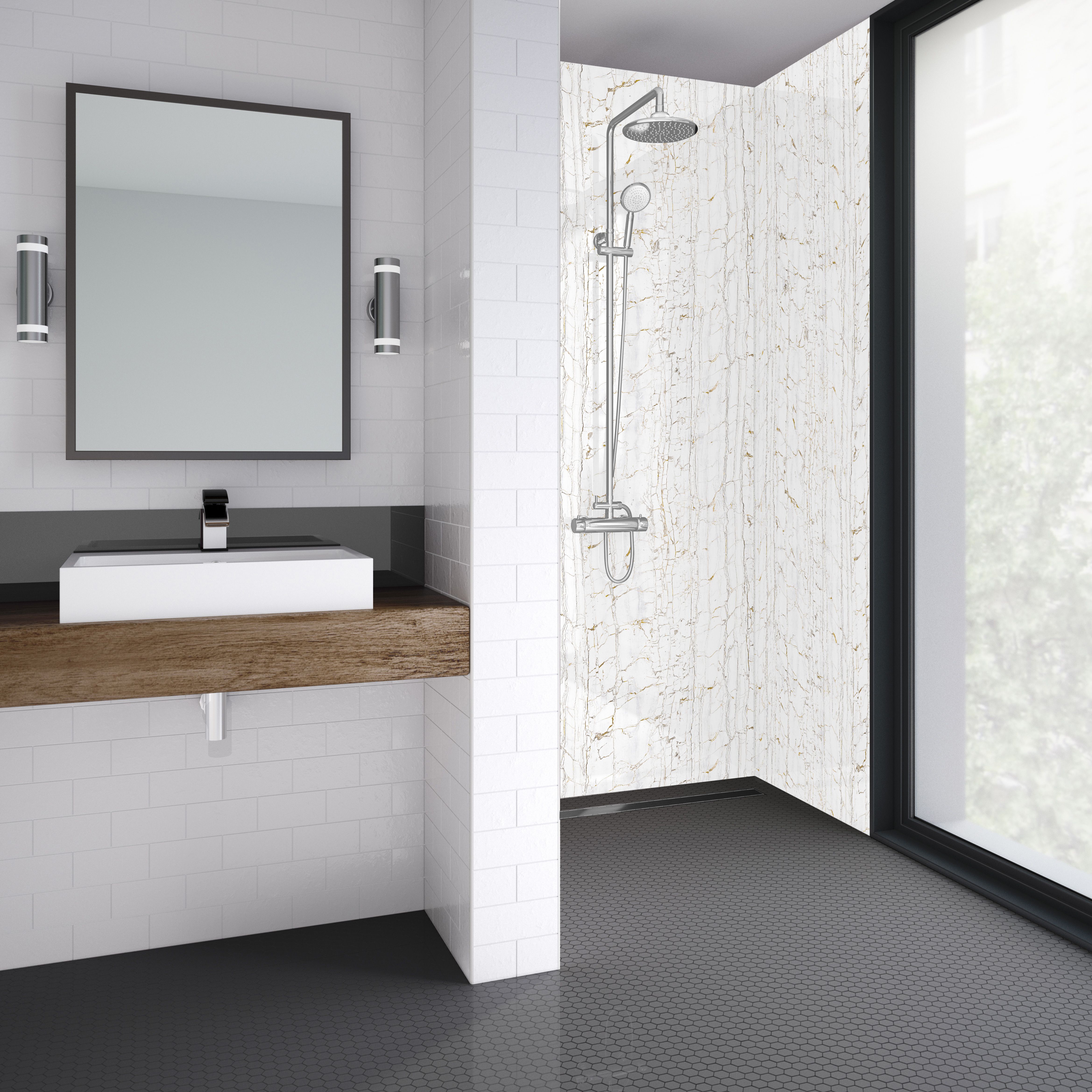Splashwall Elite Composite Panel (H)2420mm (W)1200mm - Matt Nero port bianco