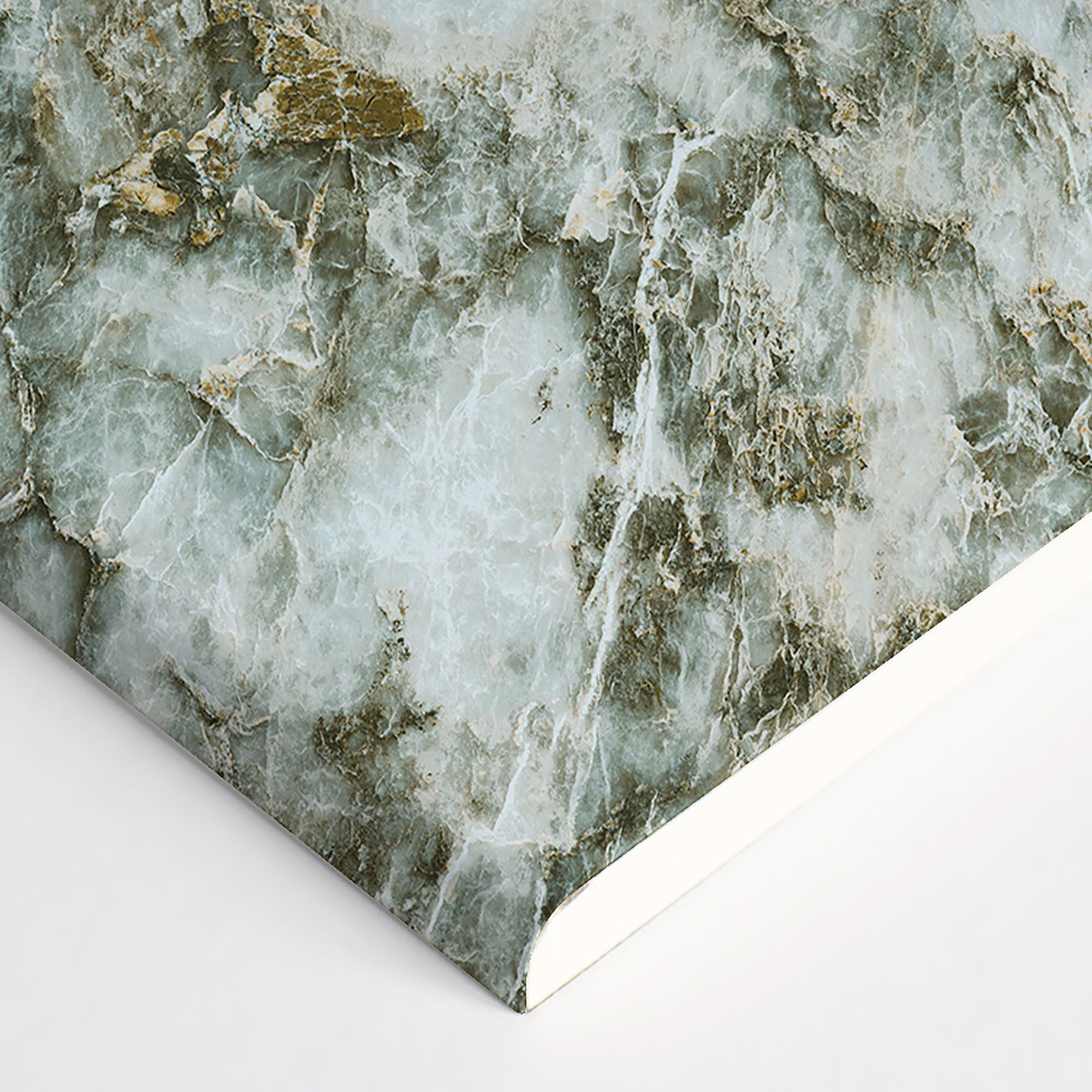 Splashwall Elite Composite Tongue & groove Bathroom & wet room Decorative panel (H)2420mm (W)1200mm - Gloss Onyx Verde Pattern Marble effect