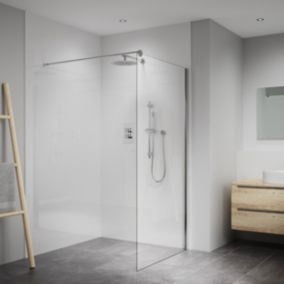Splashwall Elite Gloss Snow white Composite Postformed Bathroom Panel (H)2420mm (W)1200mm