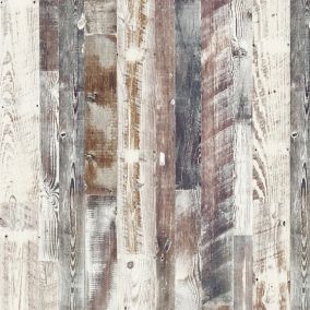 Splashwall Elite Matt Antique limed Pine Post-formed 3 sided Shower Wall panel kit (L)2420mm (W)1200mm (T)11mm