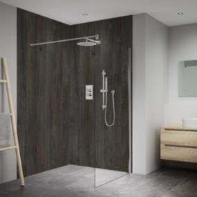 Splashwall Elite Matt Deep oak brown Composite Bathroom Panel (H)2420mm (W)1200mm