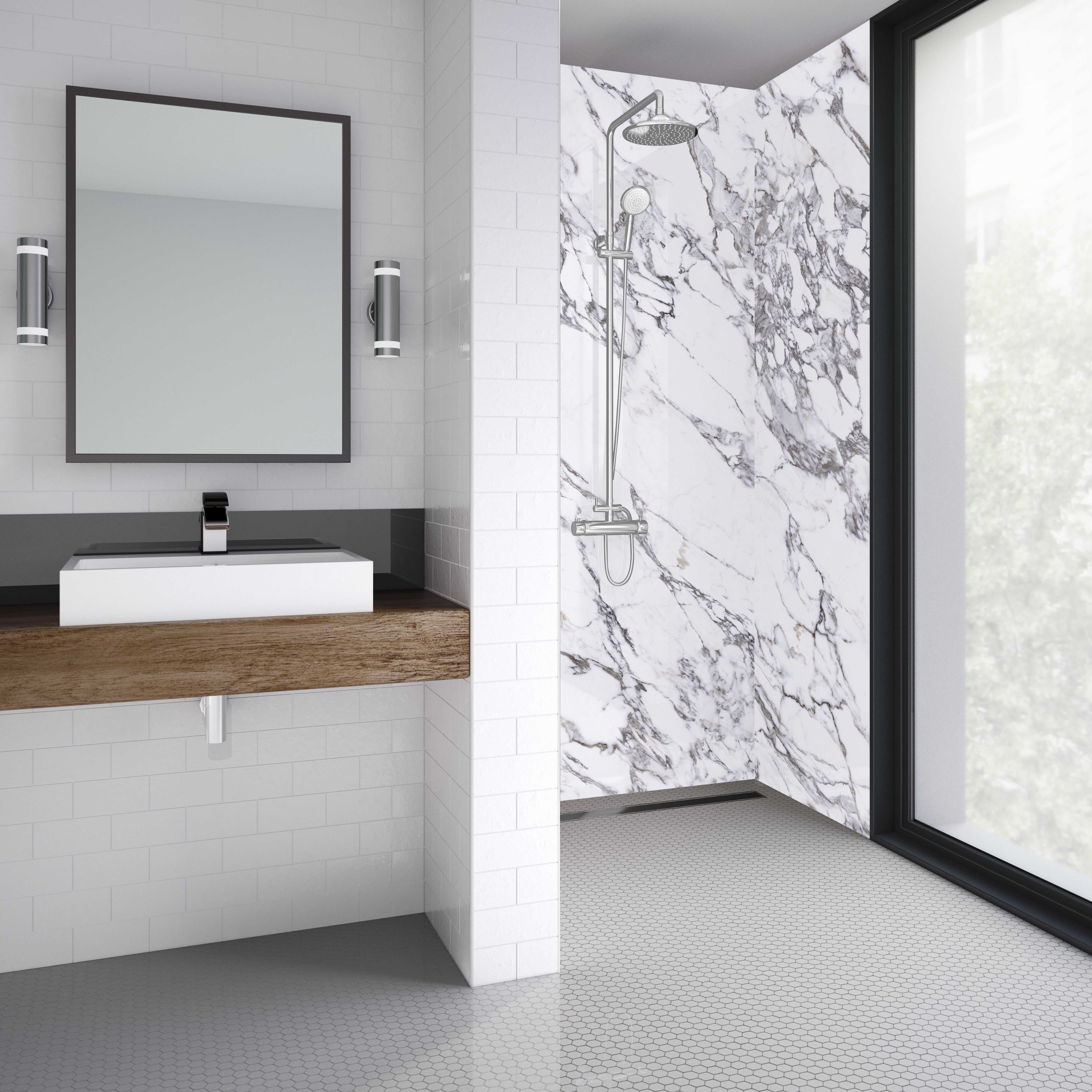Splashwall Elite Matt Marmo migliore MDF & vinyl Panel (H)2420mm (W)600mm - 3
