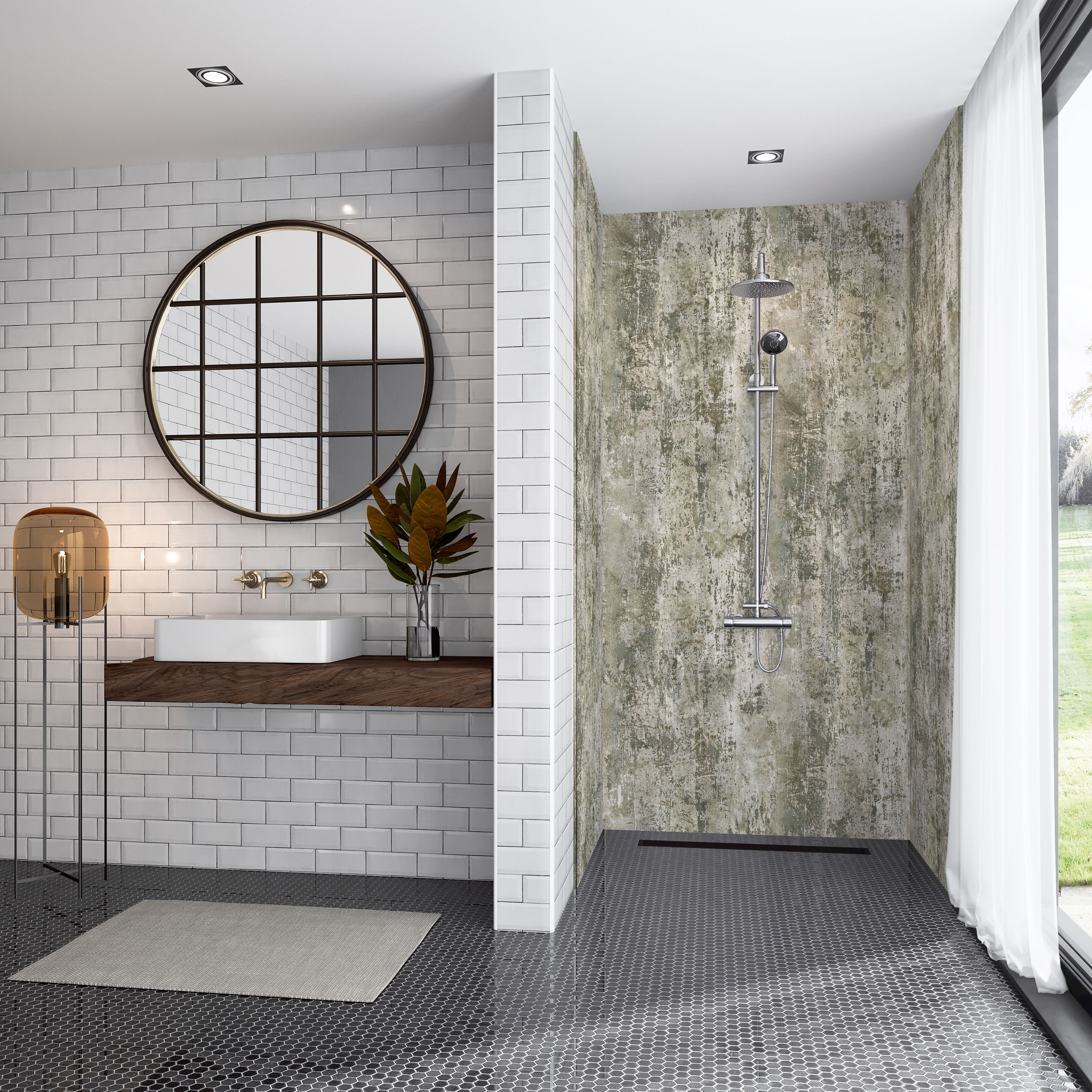 Splashwall Elite Matt Milk Paint Post-formed 3 sided Shower Wall panel kit (L)2420mm (W)1200mm (T)11mm - 3