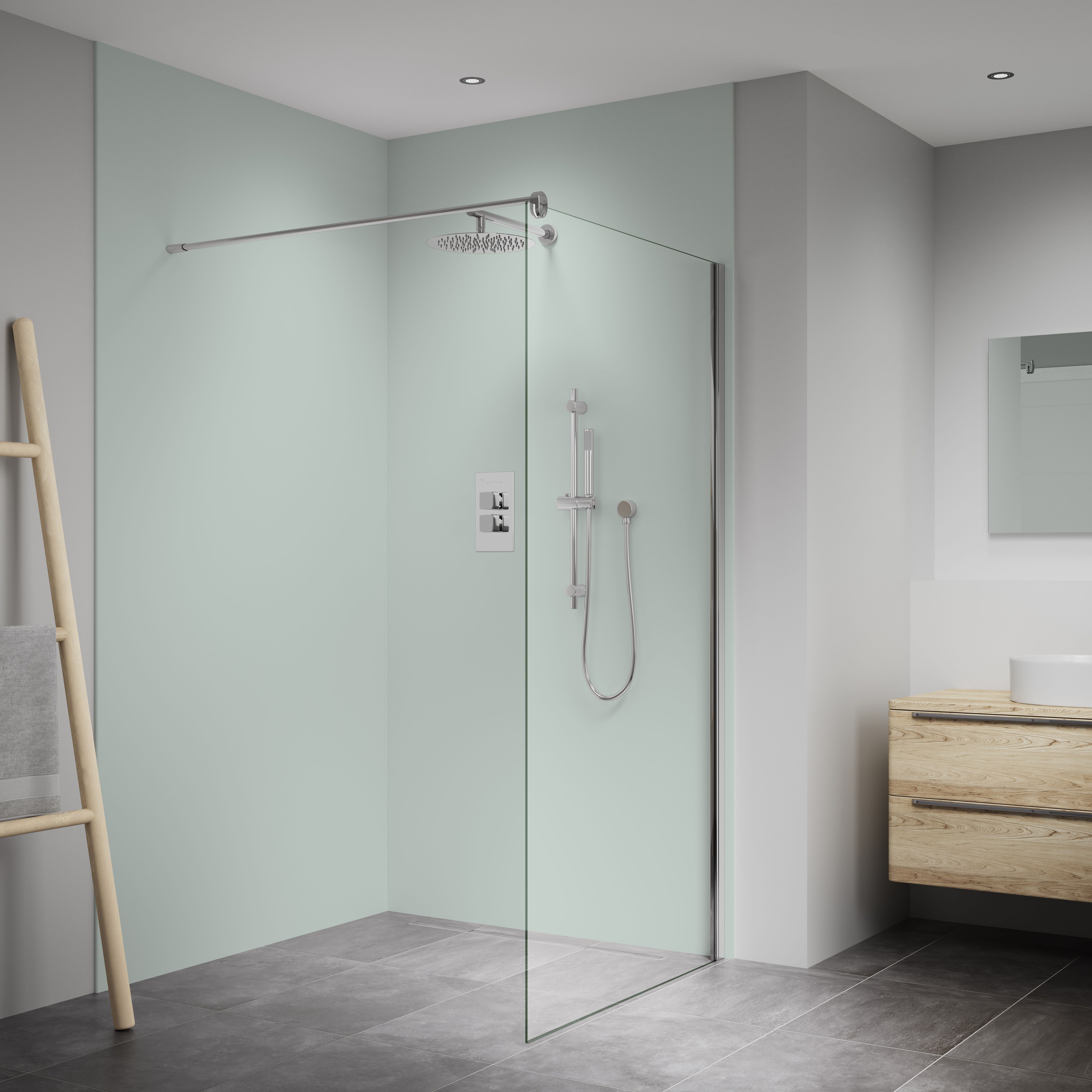 Splashwall Elite Matt Mint green Composite Tongue & groove Bathroom ...