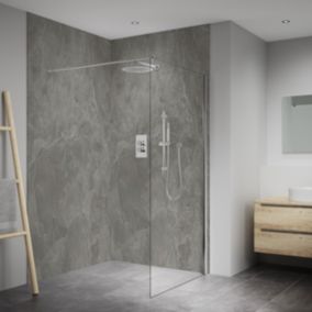 Splashwall Elite Matt Slate grey Composite Tongue & groove Bathroom Panel (H)2420mm (W)600mm