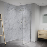 Splashwall Elite Matt Smoked grey Marble effect Composite Postformed Bathroom Panel (H)2420mm (W)1200mm