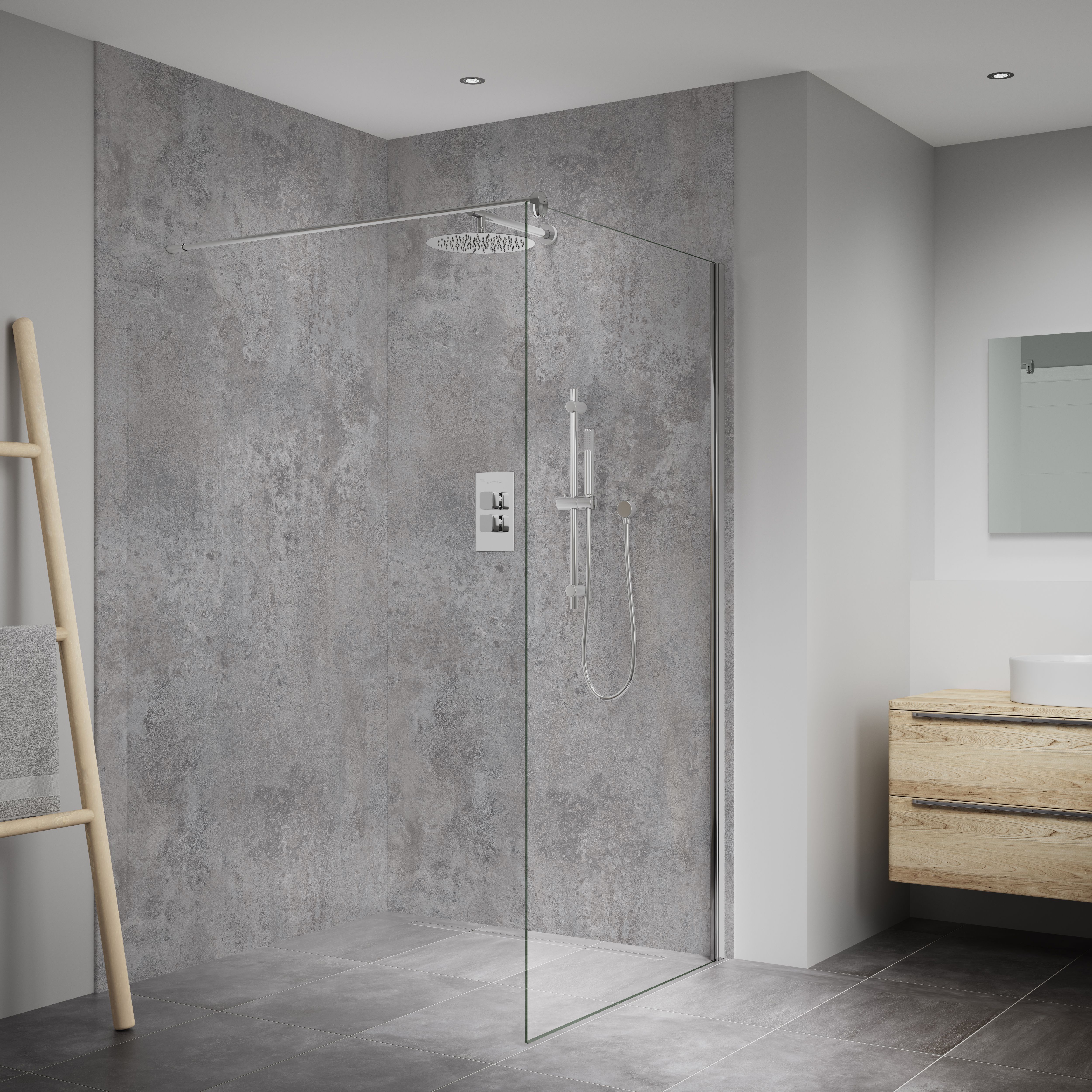Splashwall Elite MPC Tongue & groove Bathroom & wet room Panel (H)2420mm (W)600mm - Matt Caldeira