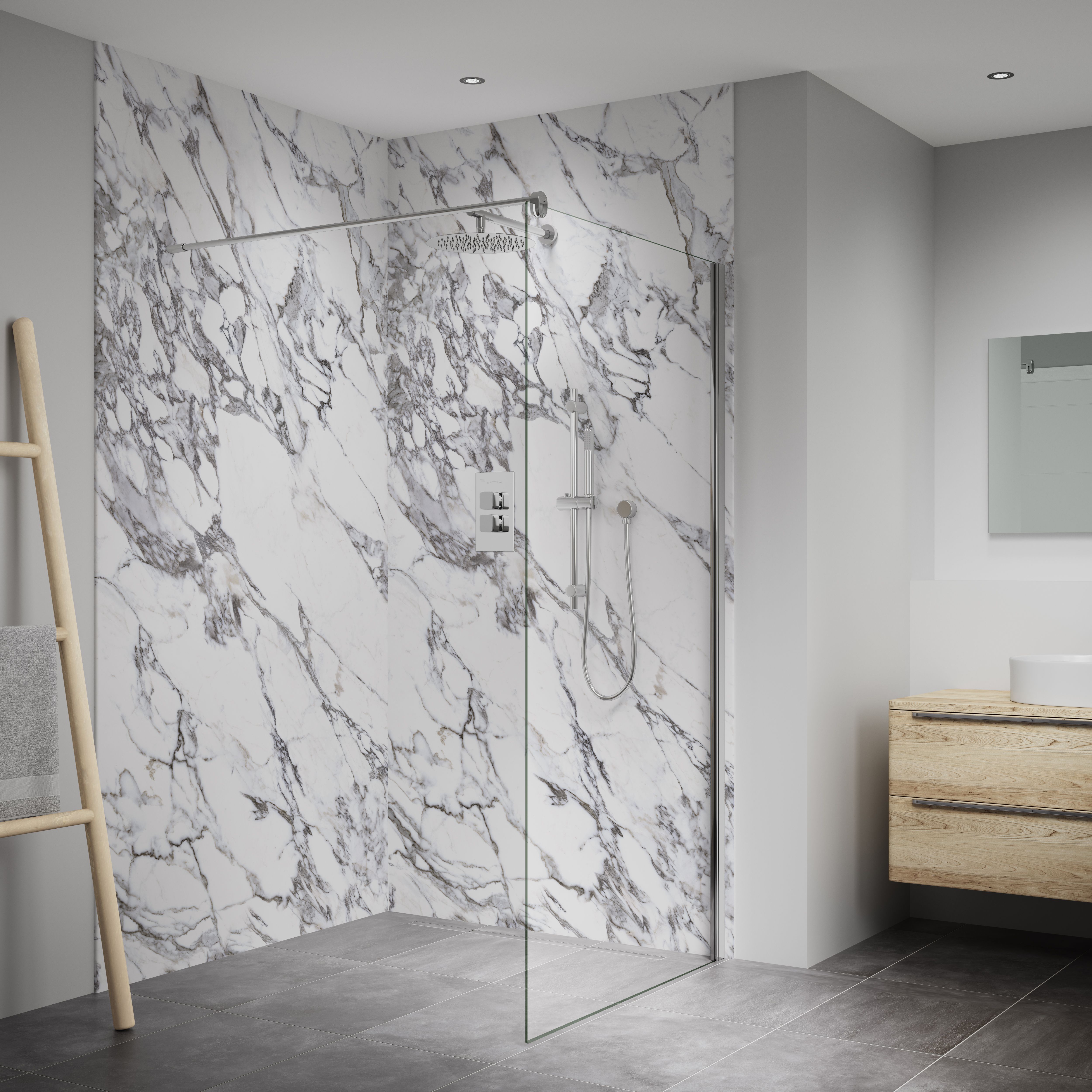 Splashwall Elite MPC Tongue & groove Bathroom & wet room Panel (H)2420mm (W)600mm - Matt Marmo migliore