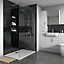Splashwall Gloss Brushed black Tile effect 3 sided Shower Panel kit (L)2420mm (W)1200mm (T)3mm