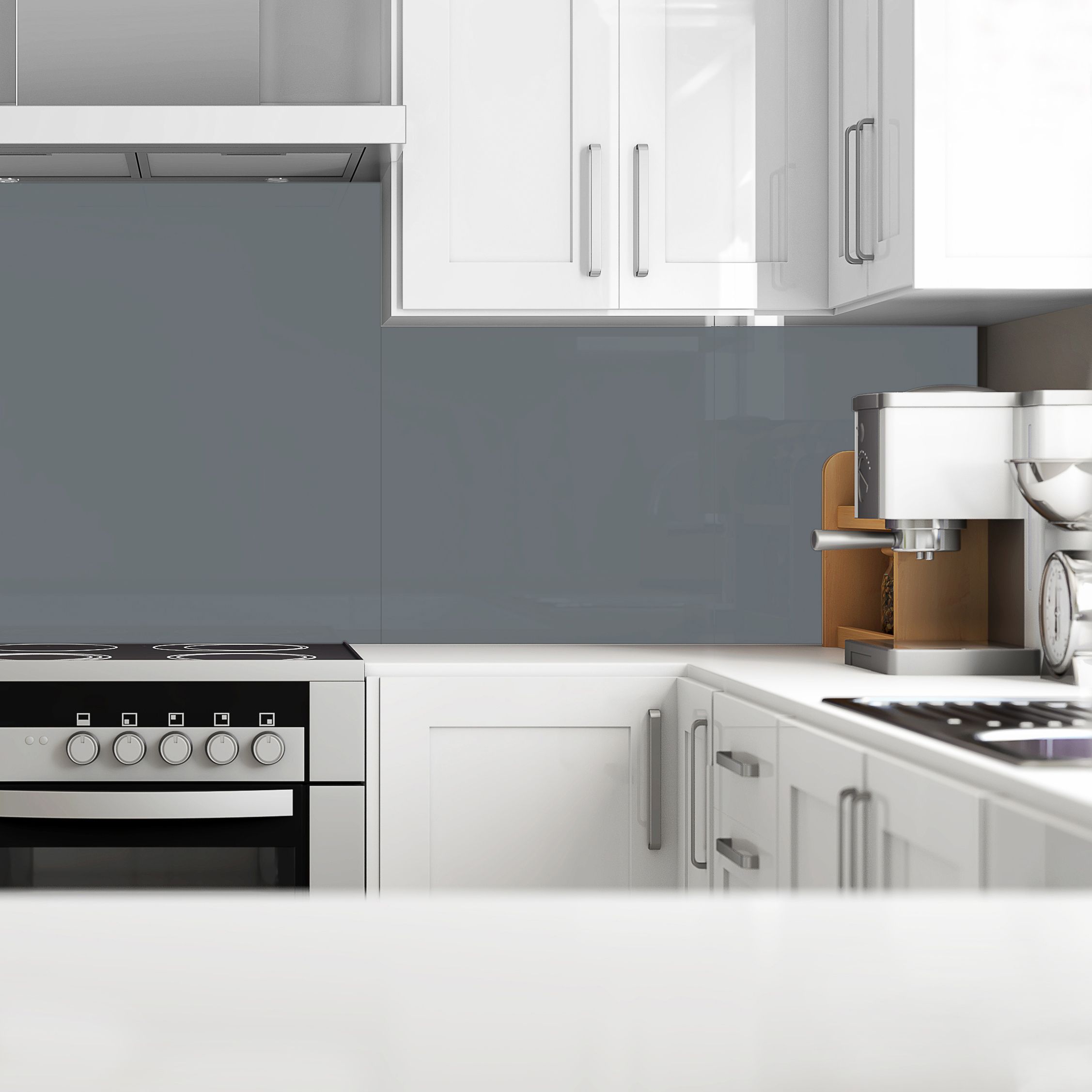 Splashwall  Black / White Acrylic Gloss Splashback 2440mm x 600mm x 4mm - 3