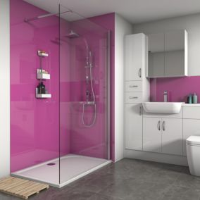 Splashwall Gloss Fuchsia Acrylic Panel (H)2420mm (W)600mm