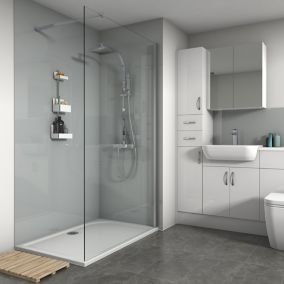 Splashwall Gloss Grey 3 sided Shower Panel kit (L)1200mm (W)1200mm (T)4mm