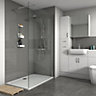 Splashwall Gloss Grey Tile effect 3 sided Shower Panel kit (L)1200mm (W)2420mm (T)3mm